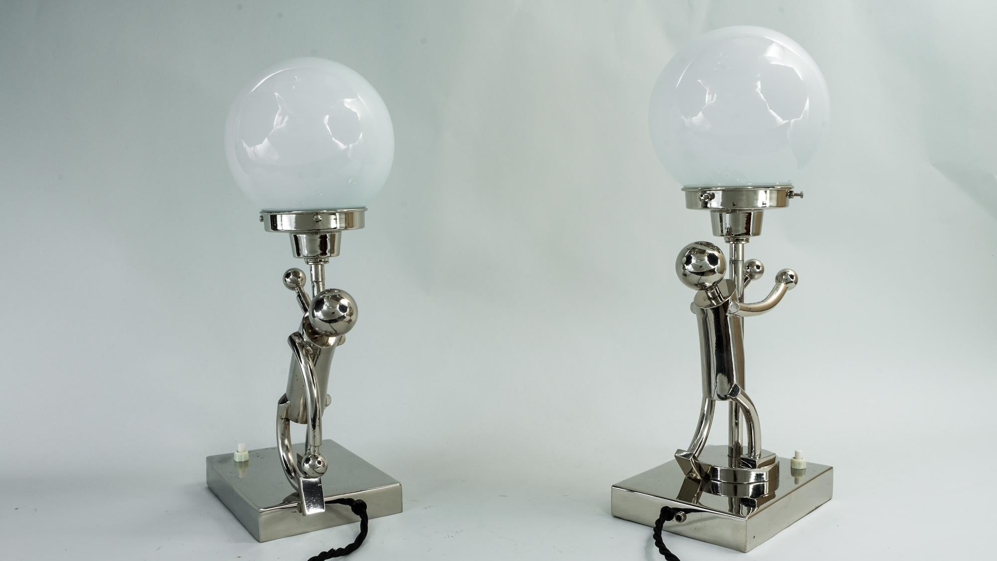 Early 20th Century 2 Rare Table Lamps in Style of Hagenauer, Vienna, circa 1920s