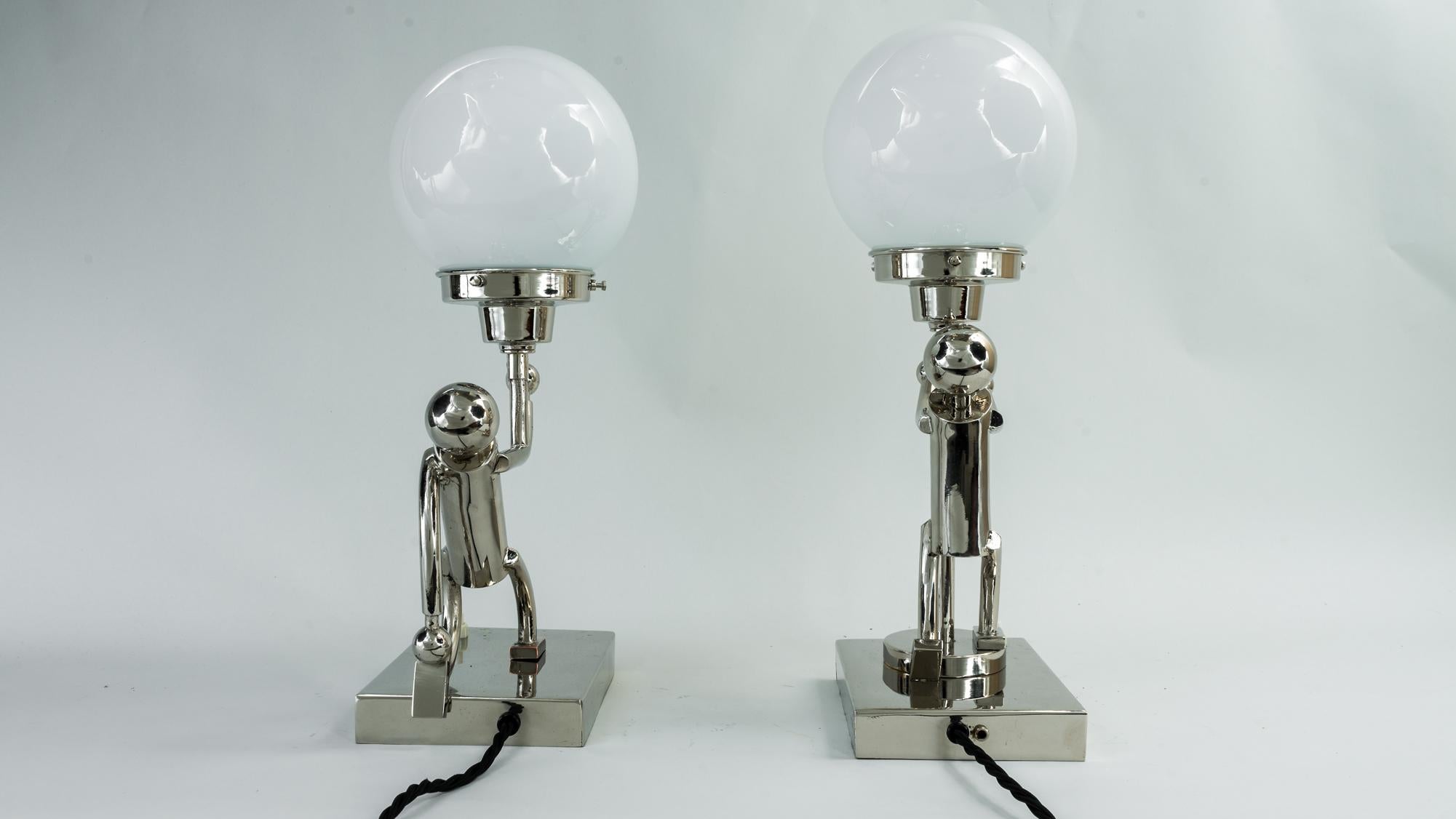 Brass 2 Rare Table Lamps in Style of Hagenauer, Vienna, circa 1920s