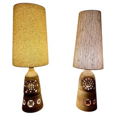 2 rare table or floor Totem lamps Georges Pelletier 1970's