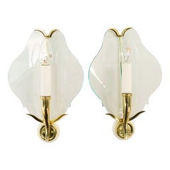 2 rares lampes murales avec abat-jour en verre d'origine vienne vers les années 1950