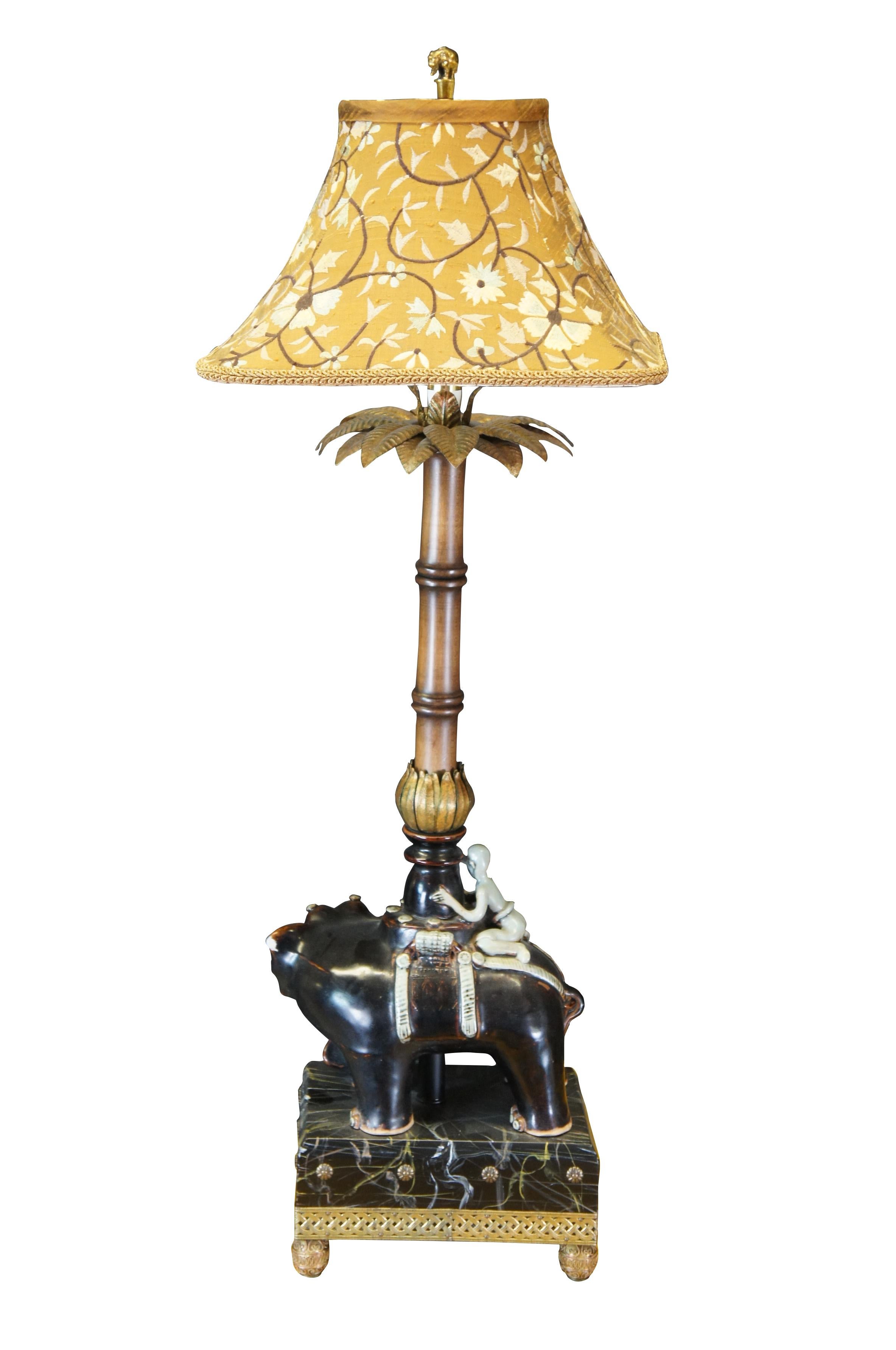 Chinoiseries 2 lampes de bureau Raymond Waites for Tyndale Oriental Asian Elephant & Rider, 32 po. en vente