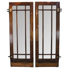 2 Portes doubles à battants en verre biseauté en Oak I.C. Mission Craftsman récupéré