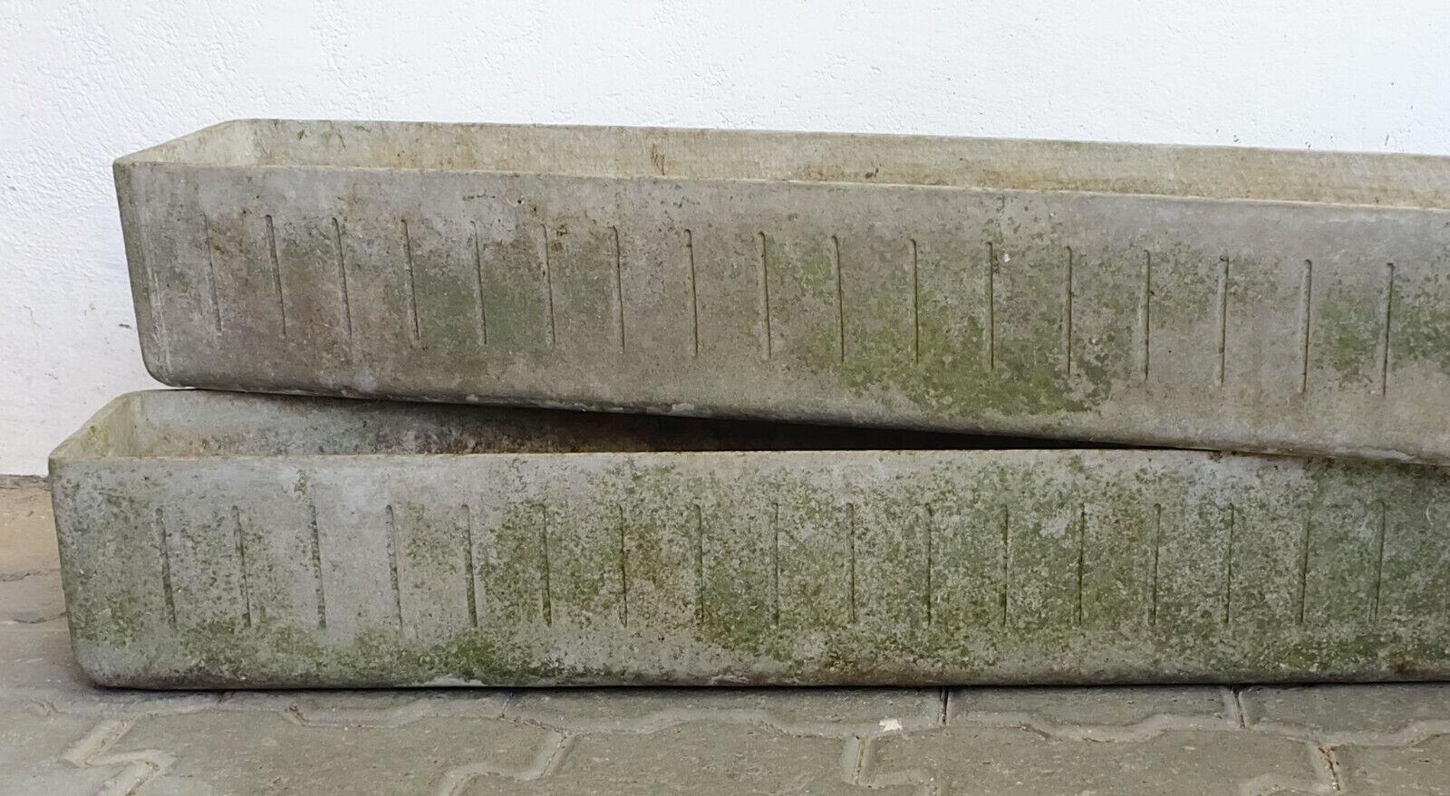 2 rechteckige PlanterS aus Faser-Zement aus der Mitte des Jahrhunderts, willy guhl-Ära, 100 cm, Set 2 im Angebot 2
