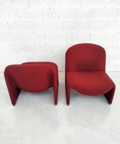 2 chaises Alky rouges de Giancarlo Piretti a pour Anonima Castelli années 70
