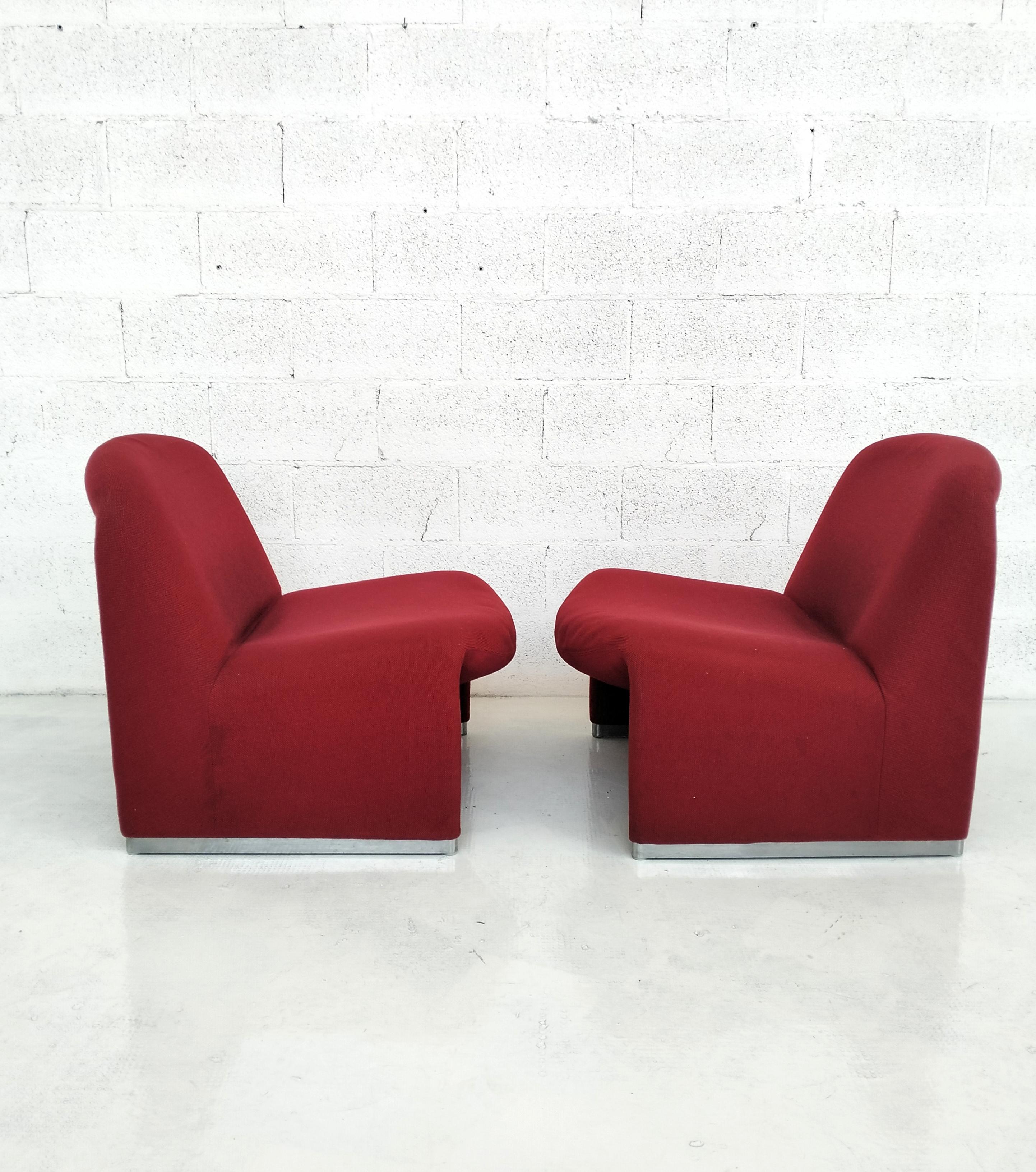 Mid-Century Modern 2 red Alky chairs by Giancarlo Piretti a for Anonima Castelli  70s 