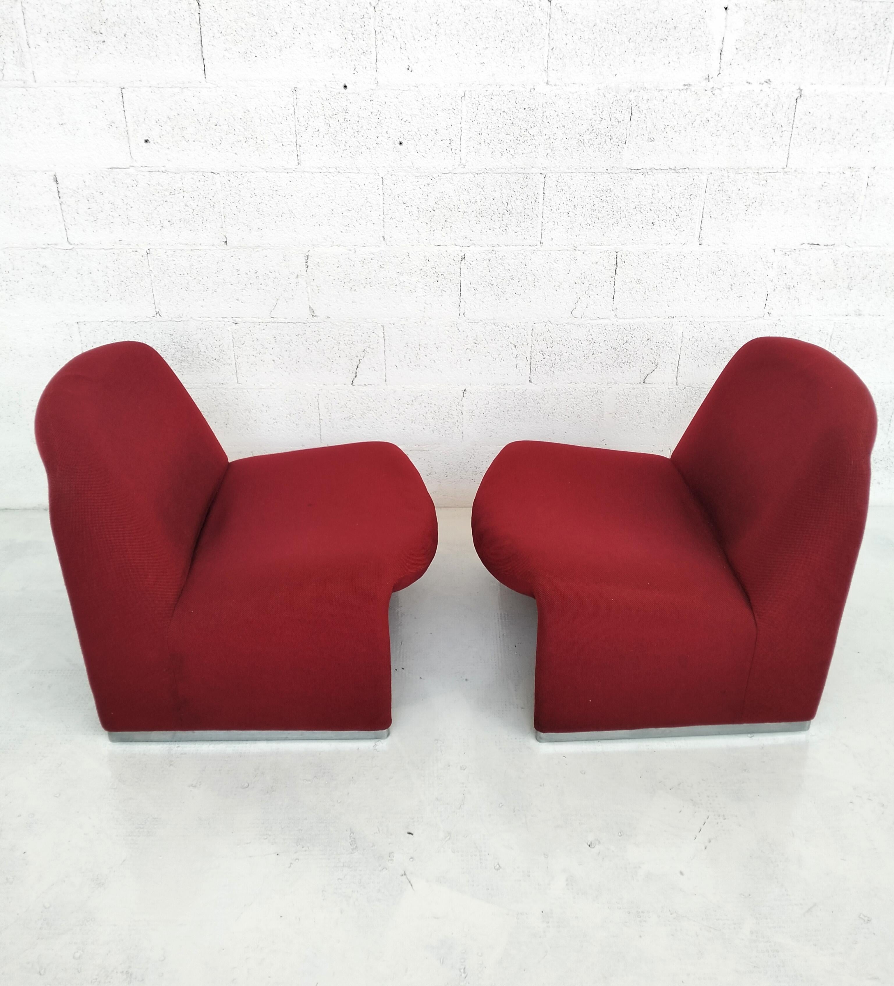 Italian 2 red Alky chairs by Giancarlo Piretti a for Anonima Castelli  70s 