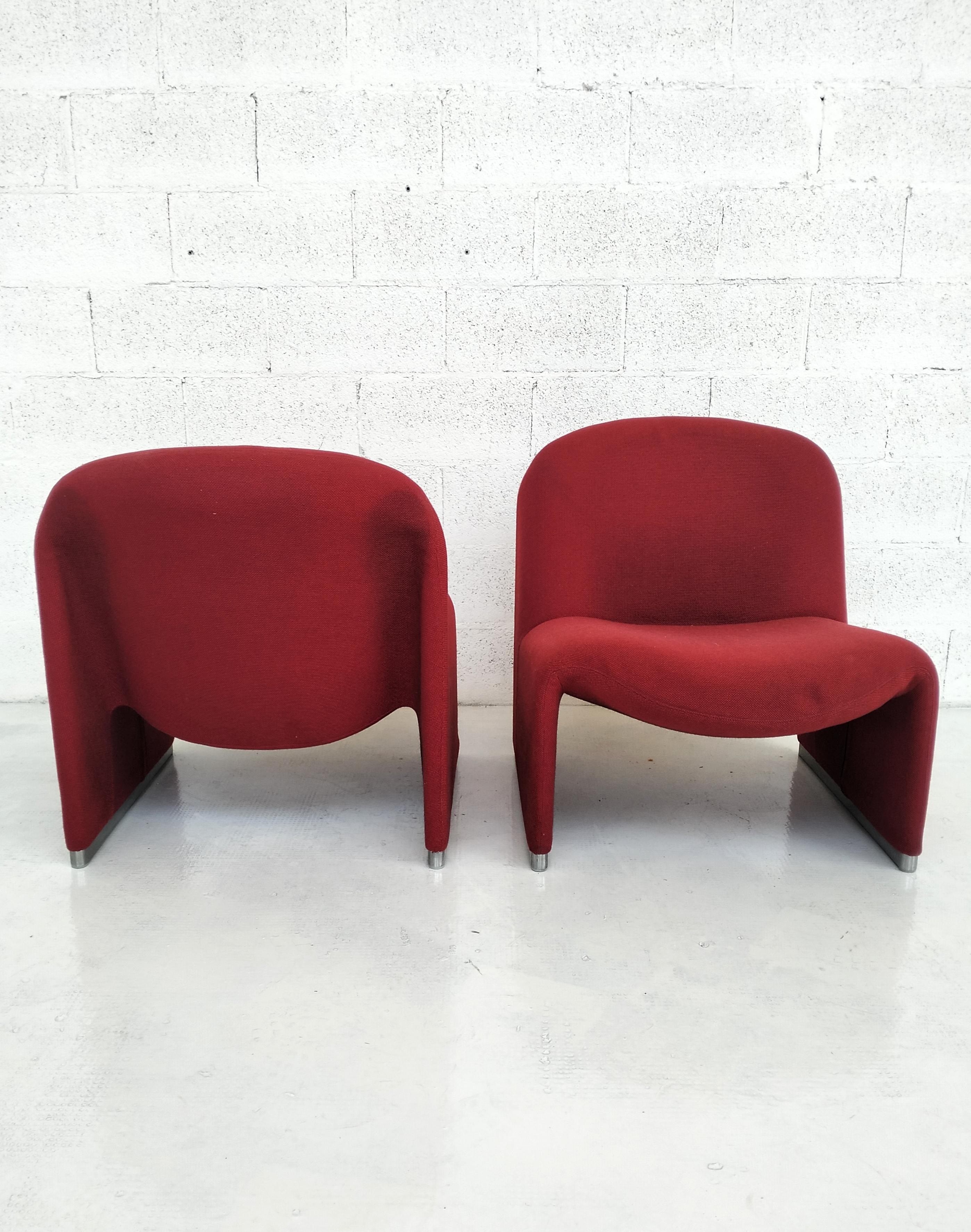 2 red Alky chairs by Giancarlo Piretti a for Anonima Castelli  70s  In Good Condition In Padova, IT