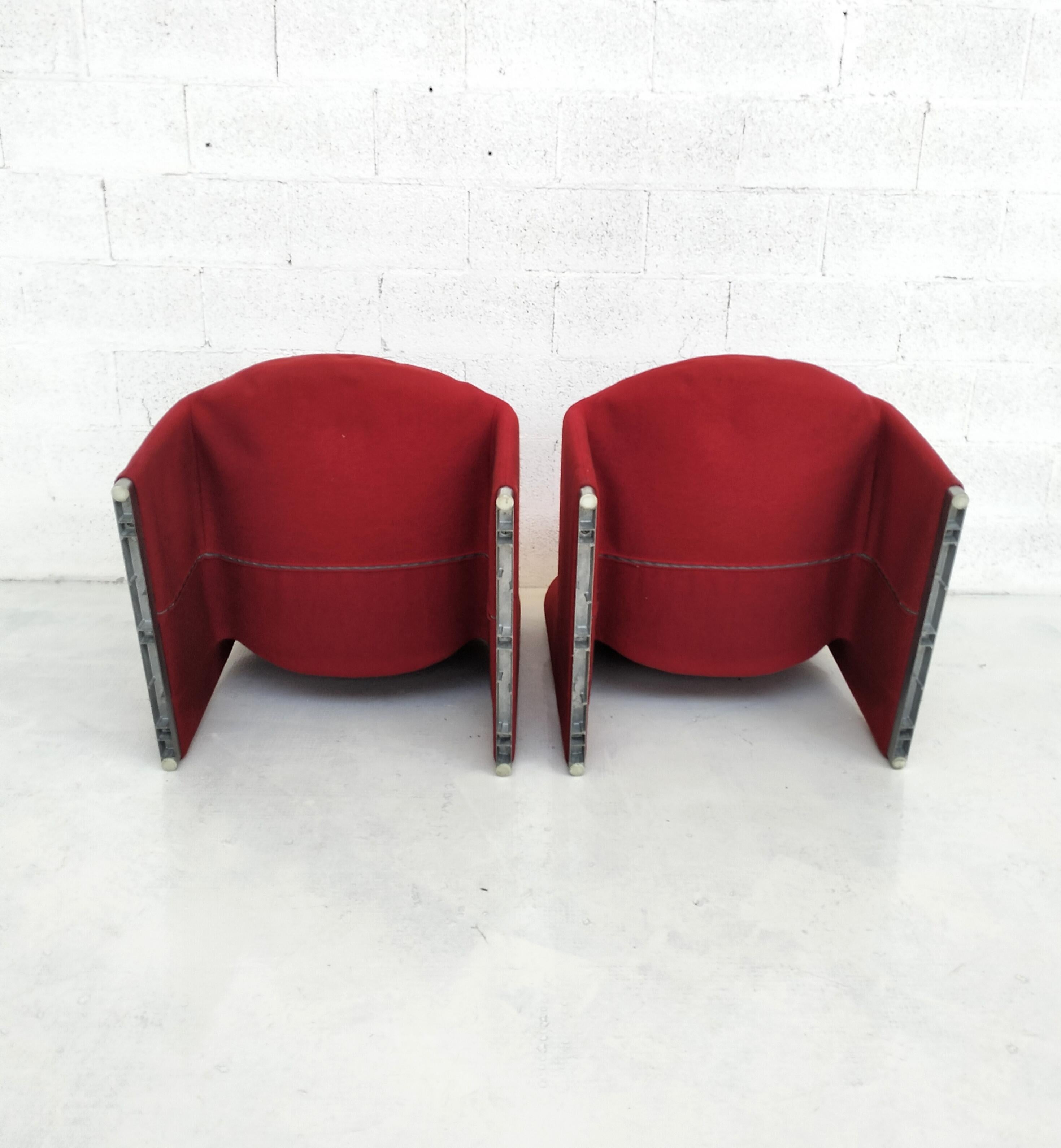 Foam 2 red Alky chairs by Giancarlo Piretti a for Anonima Castelli  70s 