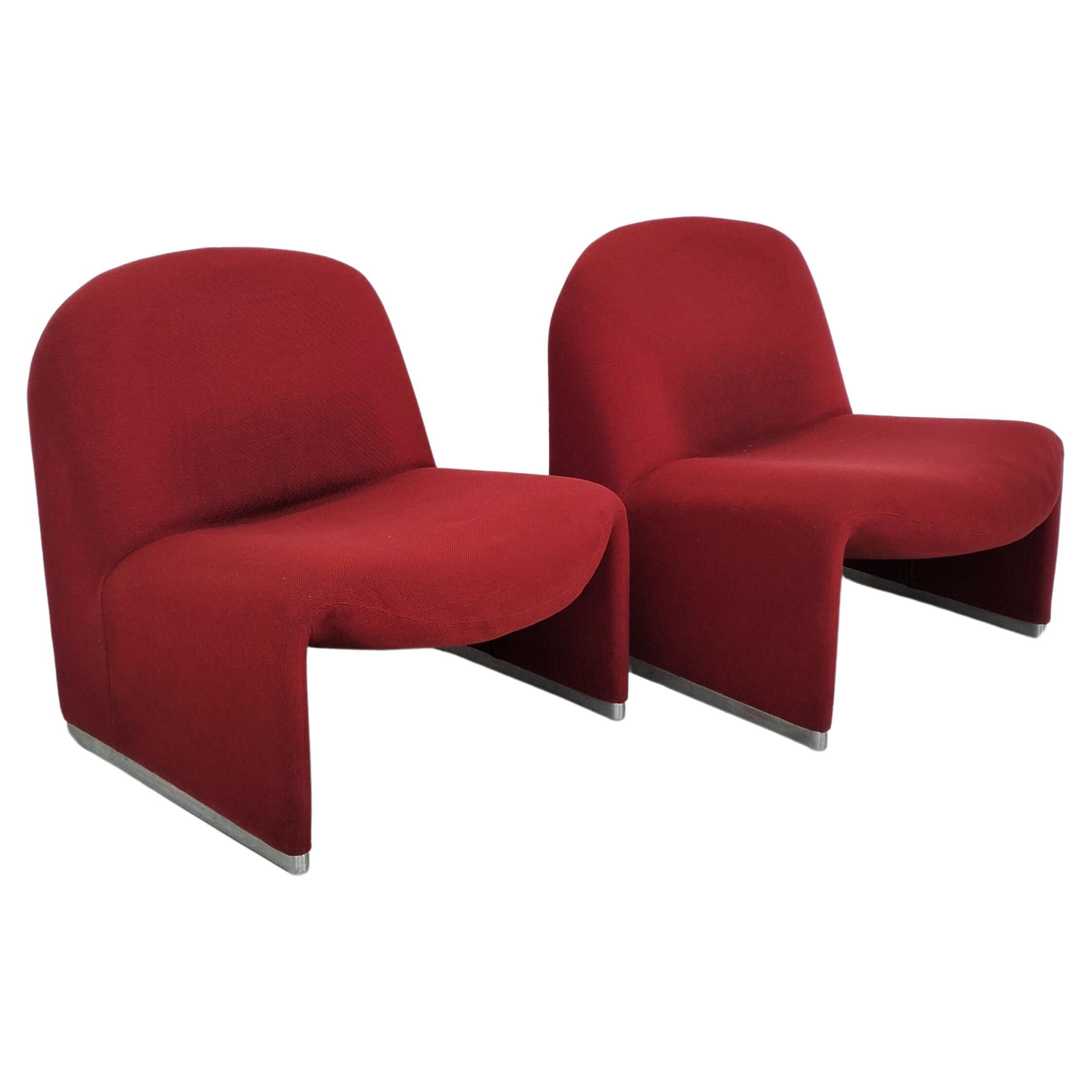 2 red Alky chairs by Giancarlo Piretti a for Anonima Castelli  70s 