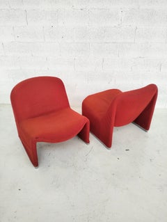 2 red Alky chairs by Giancarlo Piretti for Anonima Castelli  70s