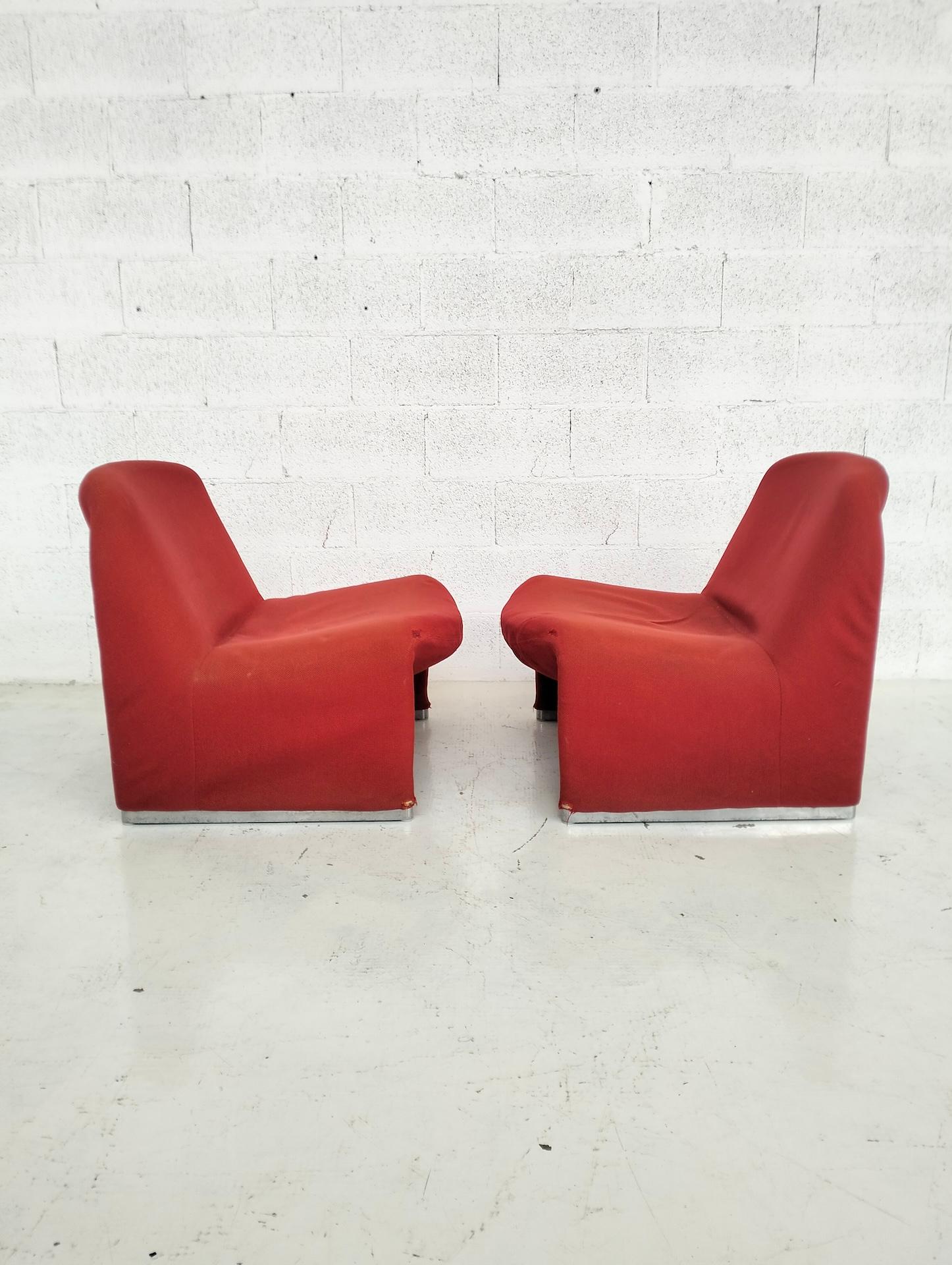 Mid-Century Modern 2 chaises Alky rouges de Giancarlo Piretti pour Anonima Castelli années 70