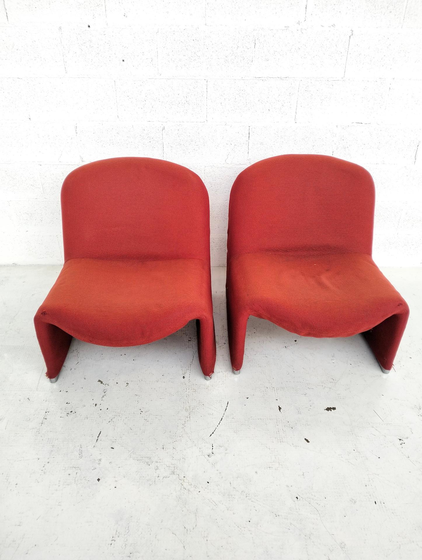 italien 2 chaises Alky rouges de Giancarlo Piretti pour Anonima Castelli années 70