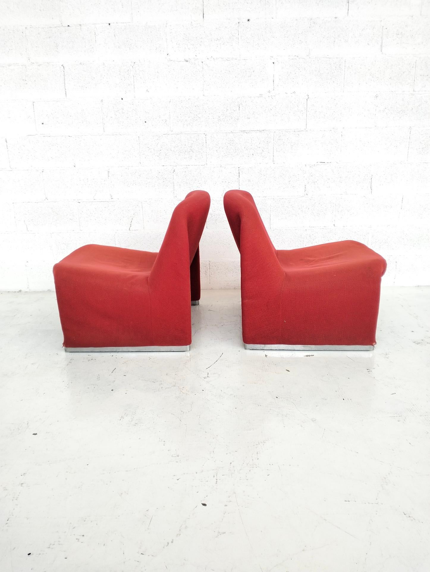 Fin du 20e siècle 2 chaises Alky rouges de Giancarlo Piretti pour Anonima Castelli années 70