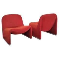 2 red Alky chairs by Giancarlo Piretti for Anonima Castelli  70s