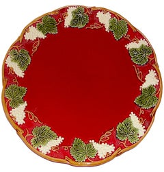 2 Red Flowery "George Sand" Dinner Plates