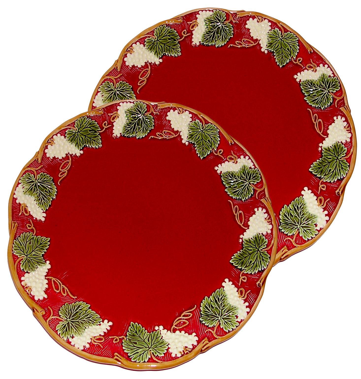 2 Platos rojos floridos 