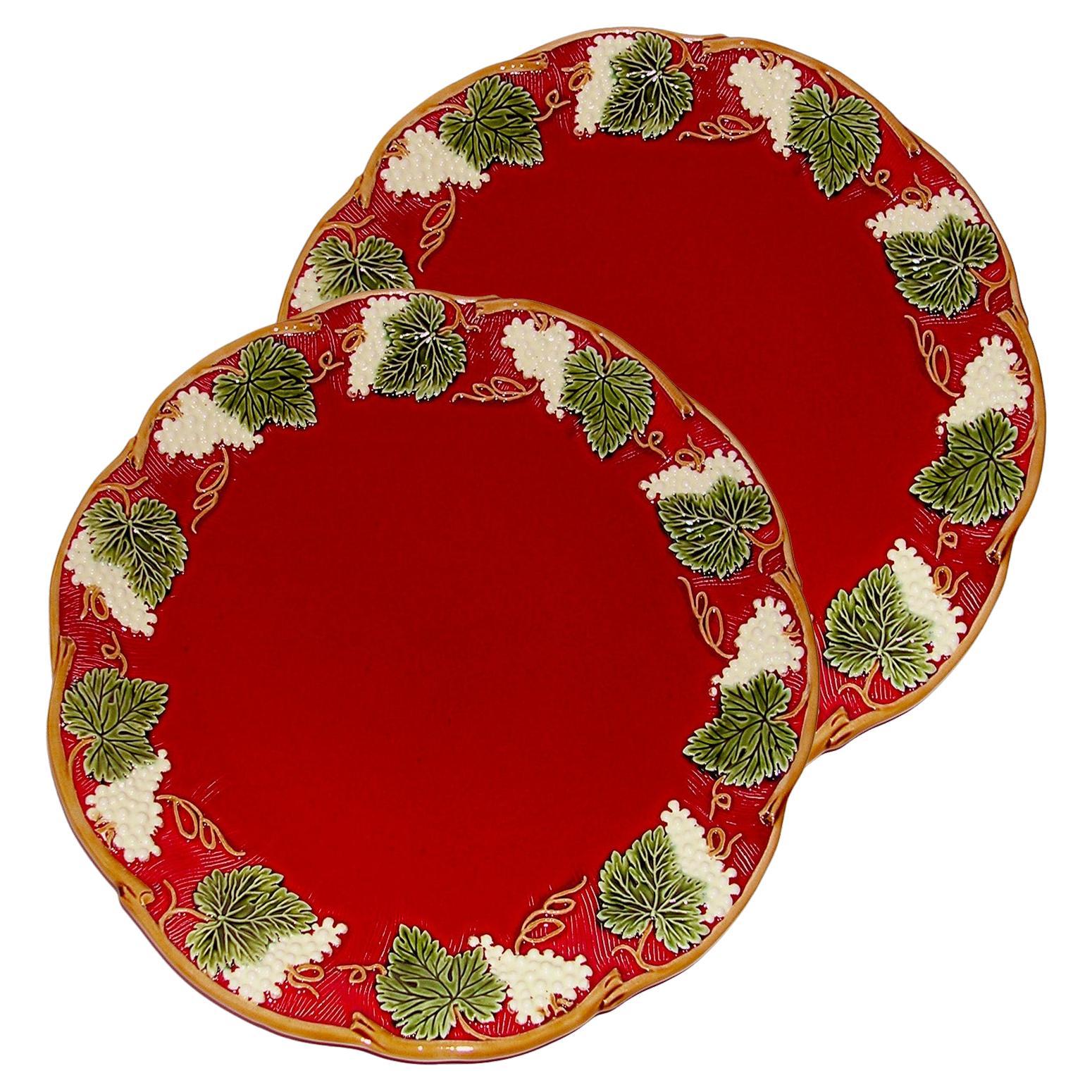 2 Platos rojos floridos "George Sand