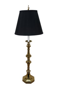 2 Rembrandt Masterpiece Classical Brass Candlestick Buffet Table Lamp Pair 40"