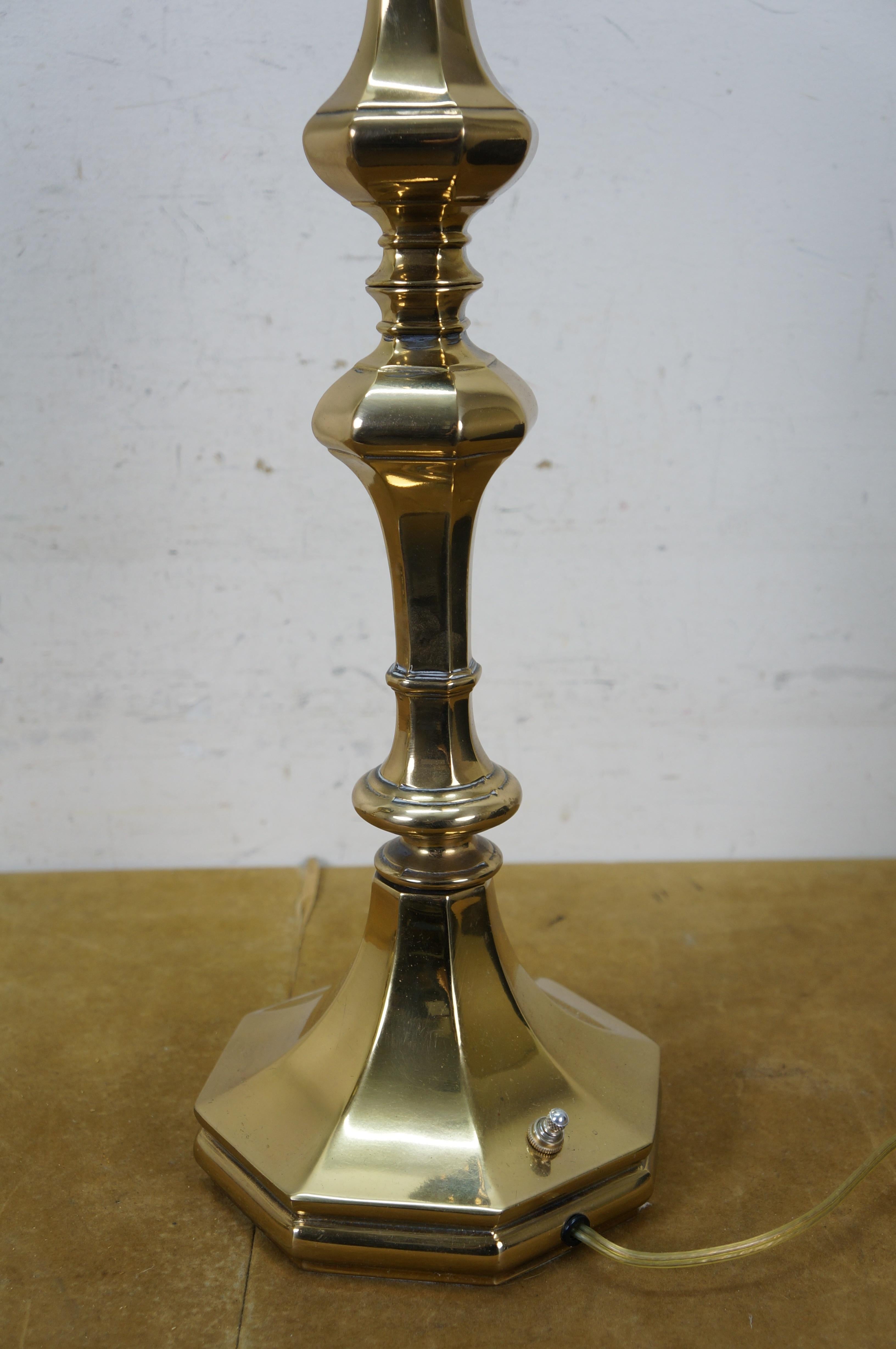 2 Rembrandt Masterpiece Classical Brass Candlestick Buffet Table Lamp Pair 40