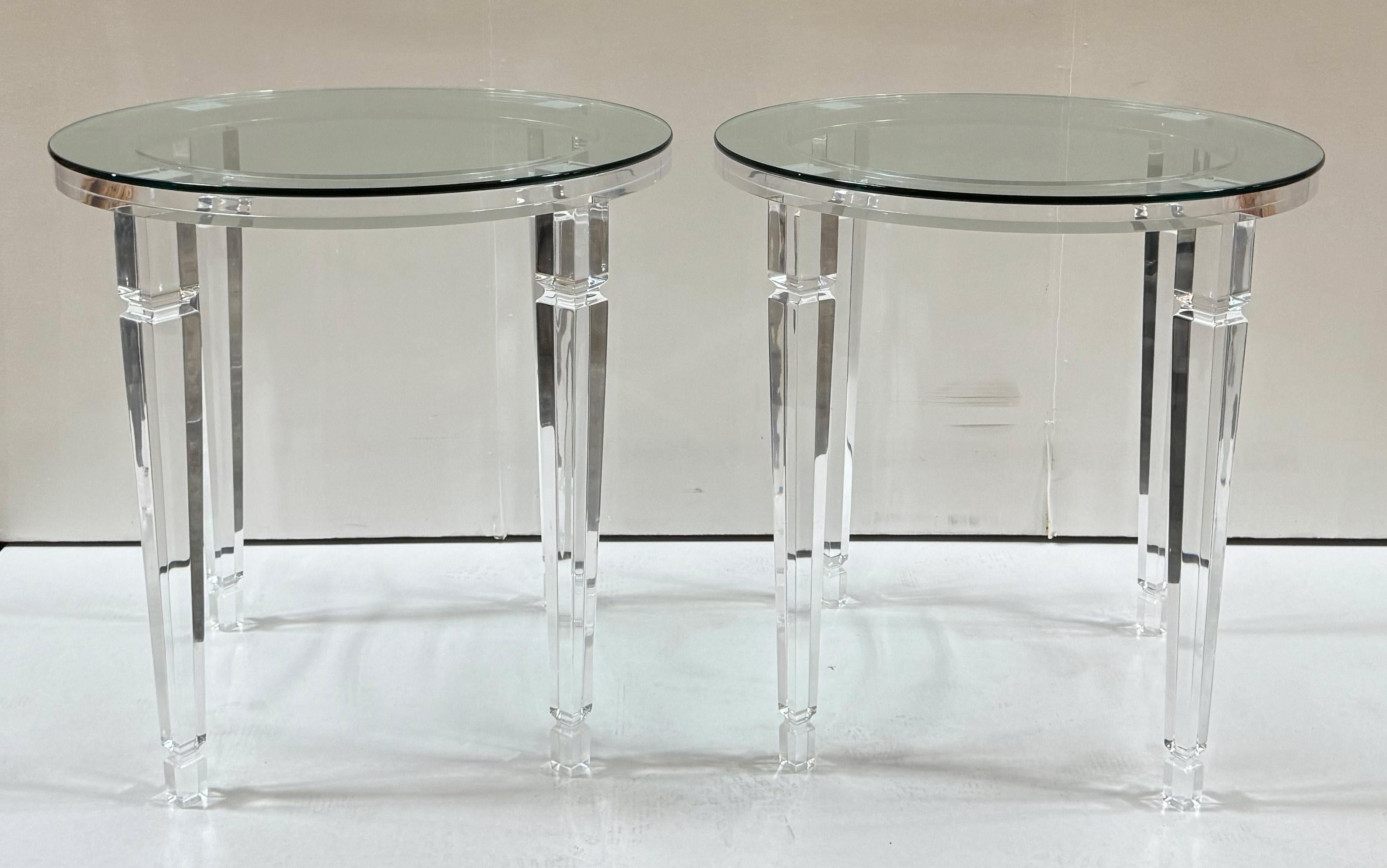 2 Richard Round Acrylic End Table For Sale 2