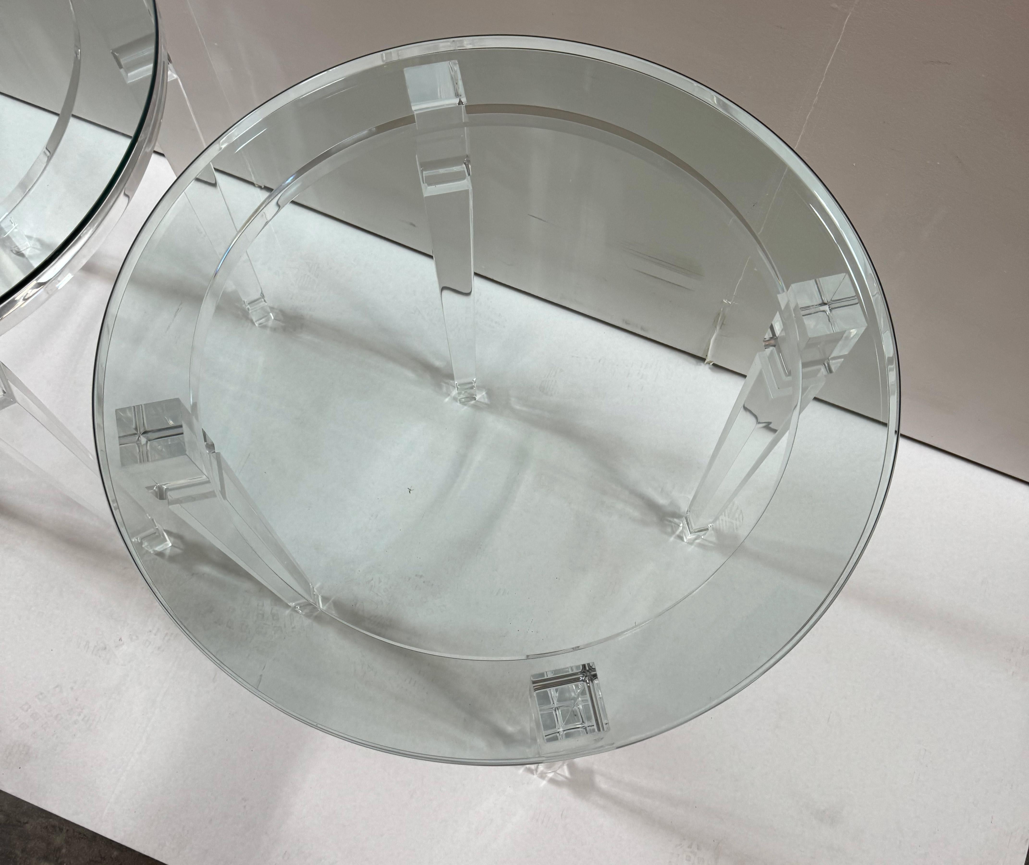 Modern 2 Richard Round Acrylic End Table For Sale