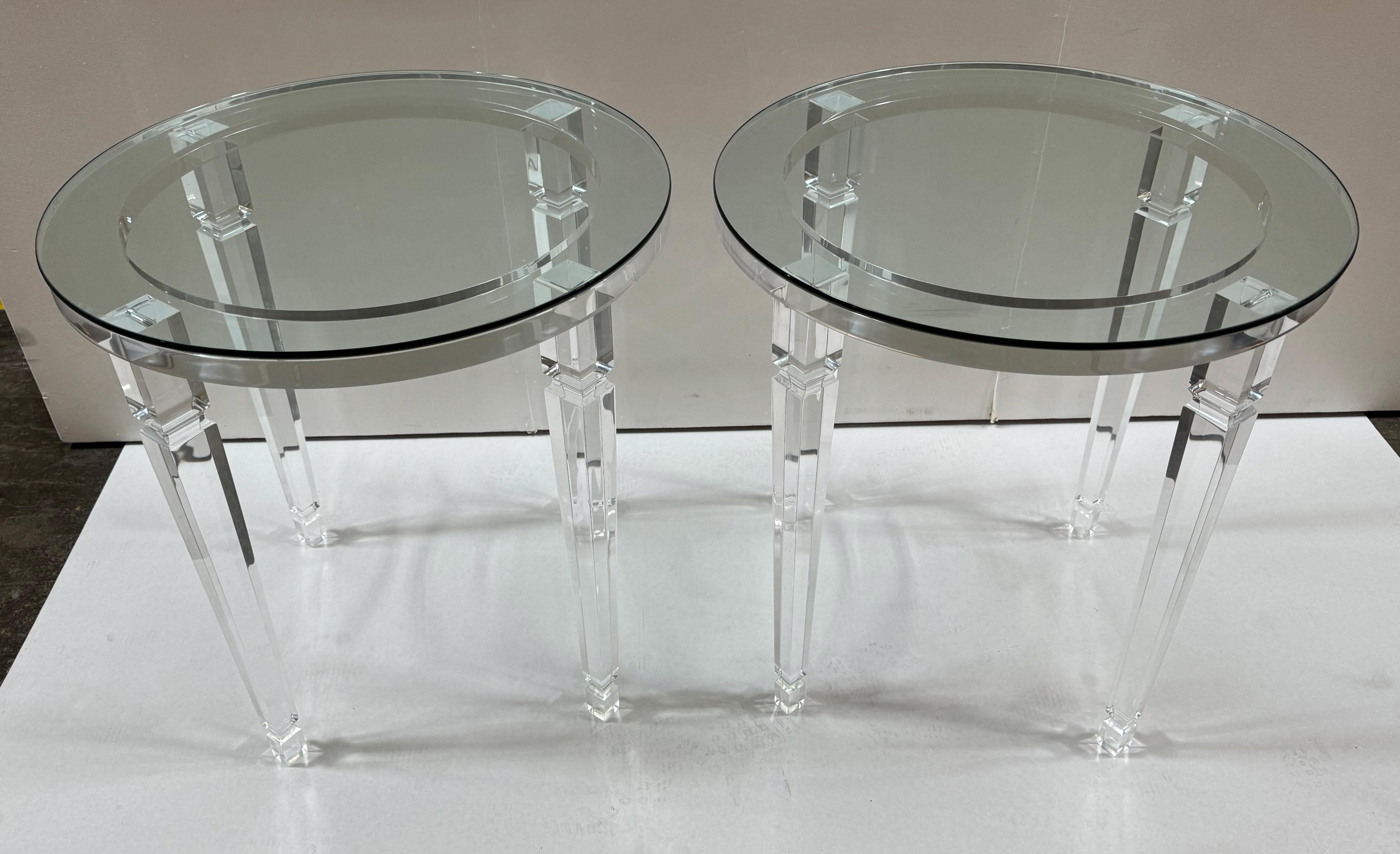 2 Richard Round Acrylic End Table For Sale 1