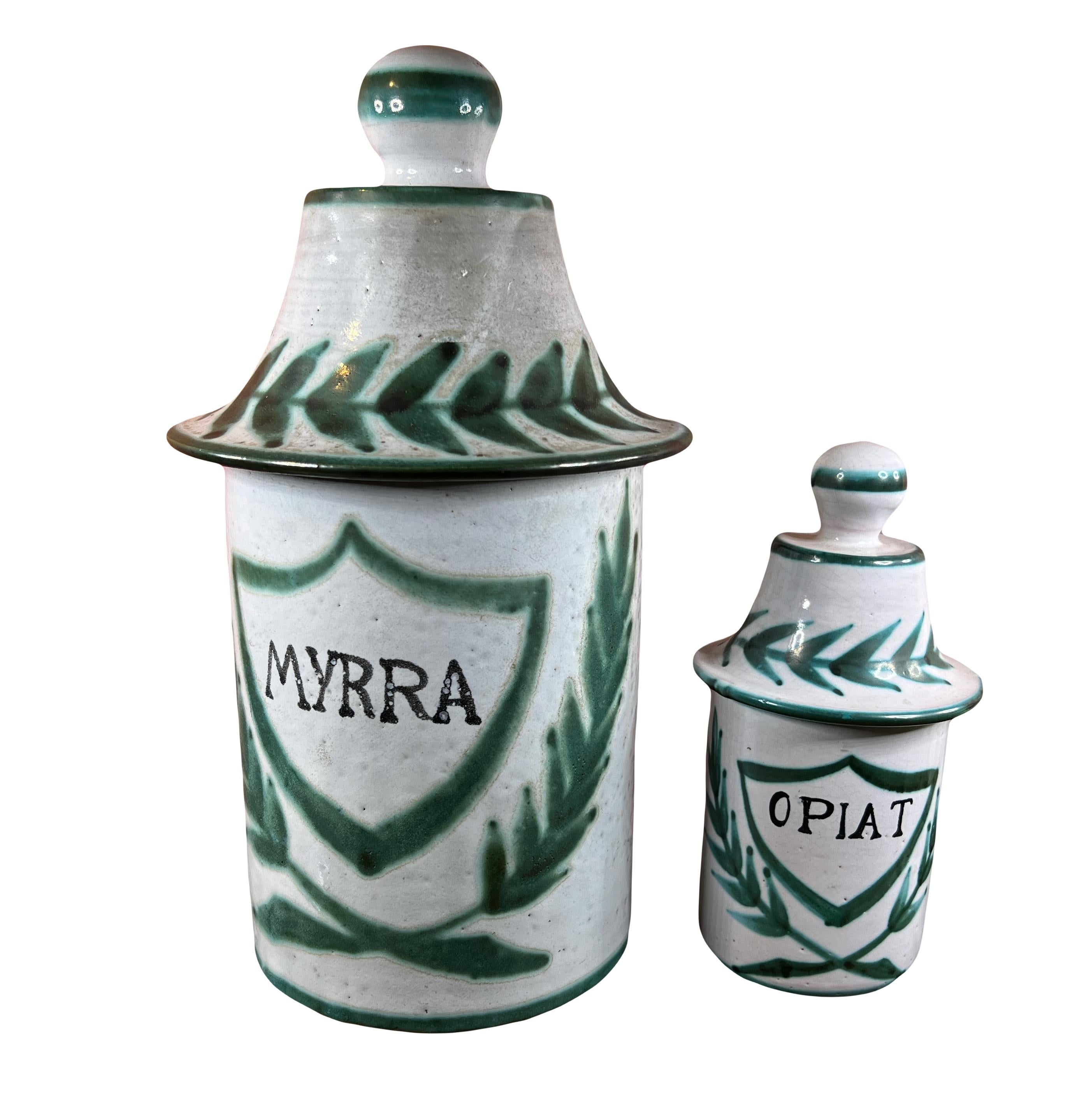 2 Robert Picault Vallauris mid-century pharmacy jars from the 50s For Sale 2