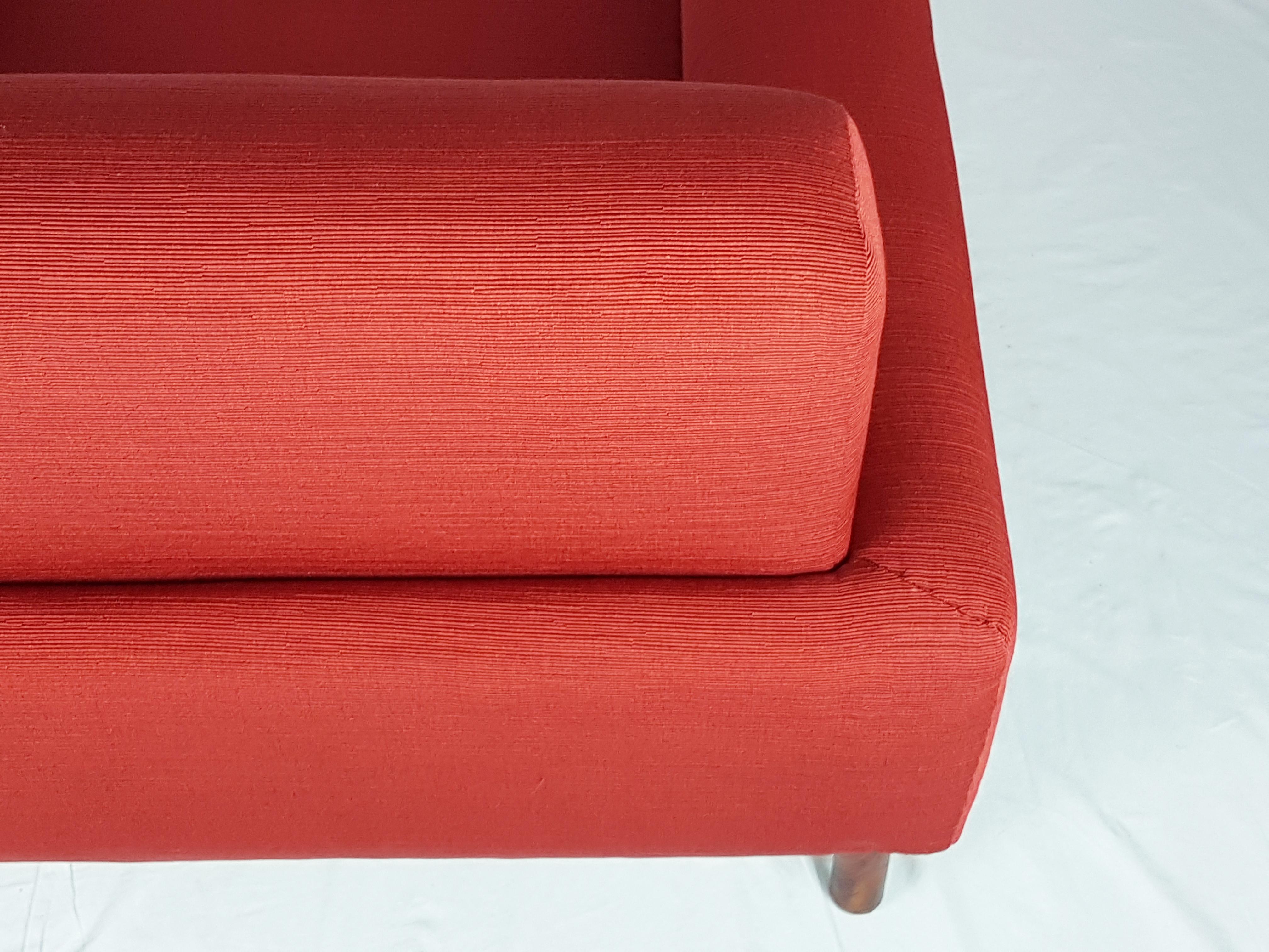 Pair of Wood & Brick Red Fabric 1960 Armchair by S. Saporiti for F.Lli Saporiti For Sale 7