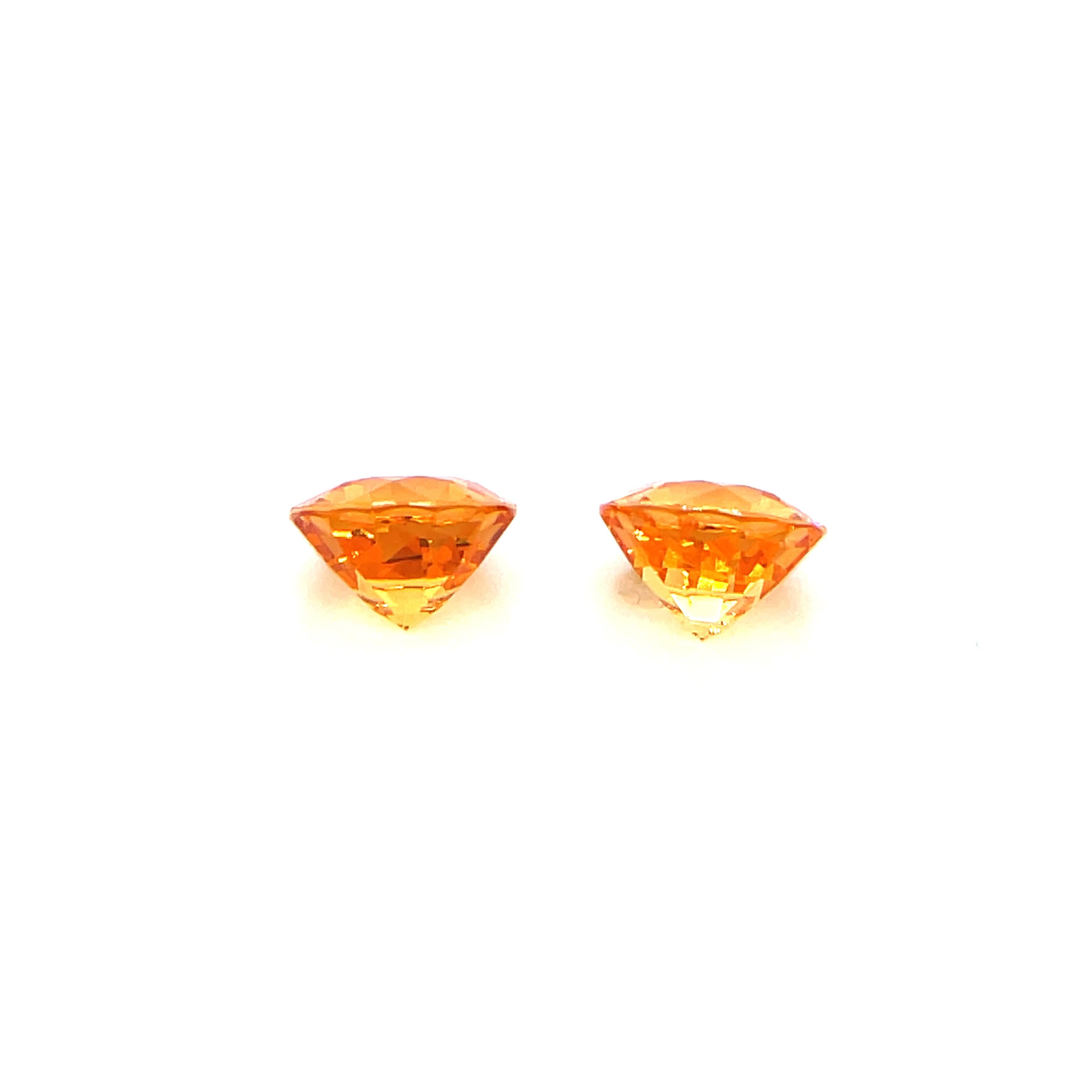 2 pierres précieuses rondes grenat mandarin Cts 3,28 en vente 1