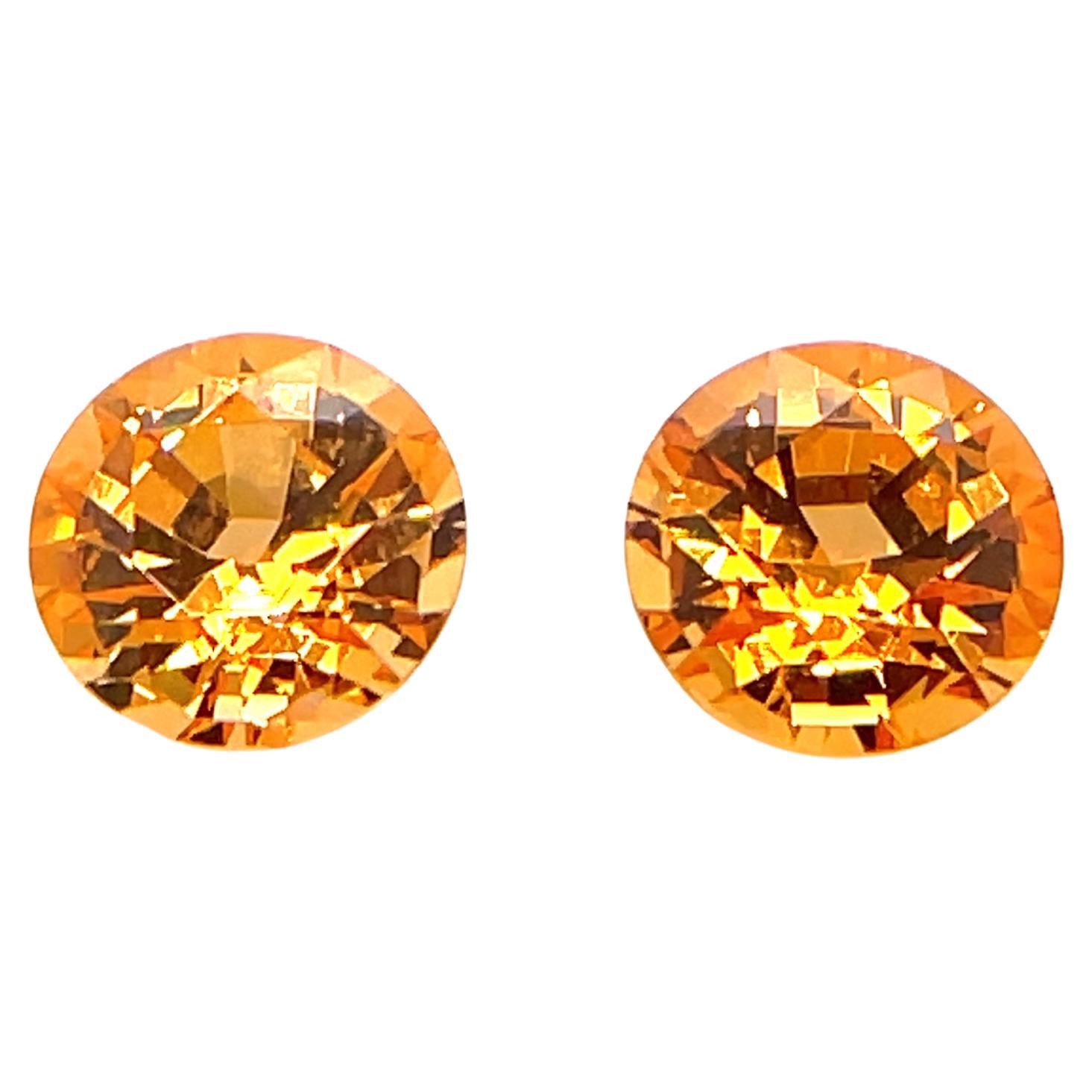 2 pierres précieuses rondes grenat mandarin Cts 3,28 en vente