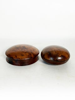2 round wooden boxes, France, 1970