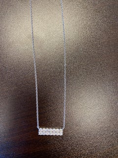 2 Row Diamond Bar Pendant White Gold
