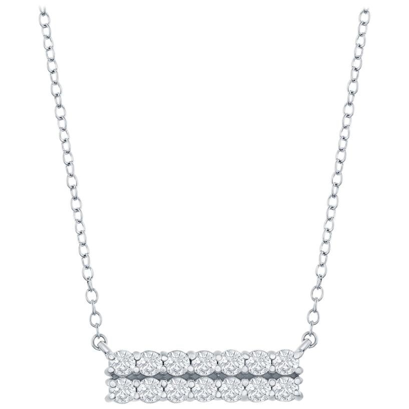 2 Row Diamond Bar Pendant White Gold