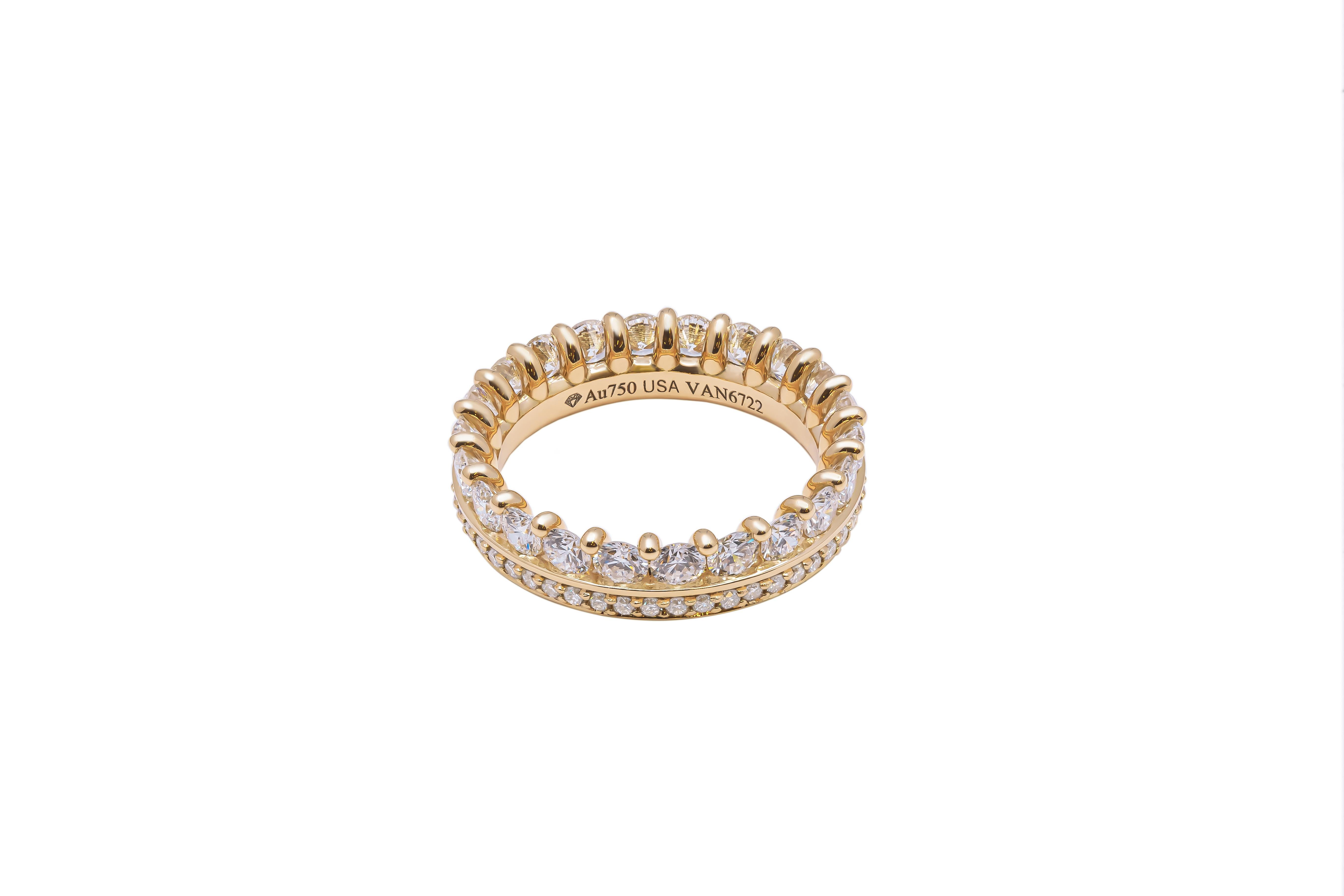 Taille ronde Bracelet éternel à 2 rangs de diamants en vente
