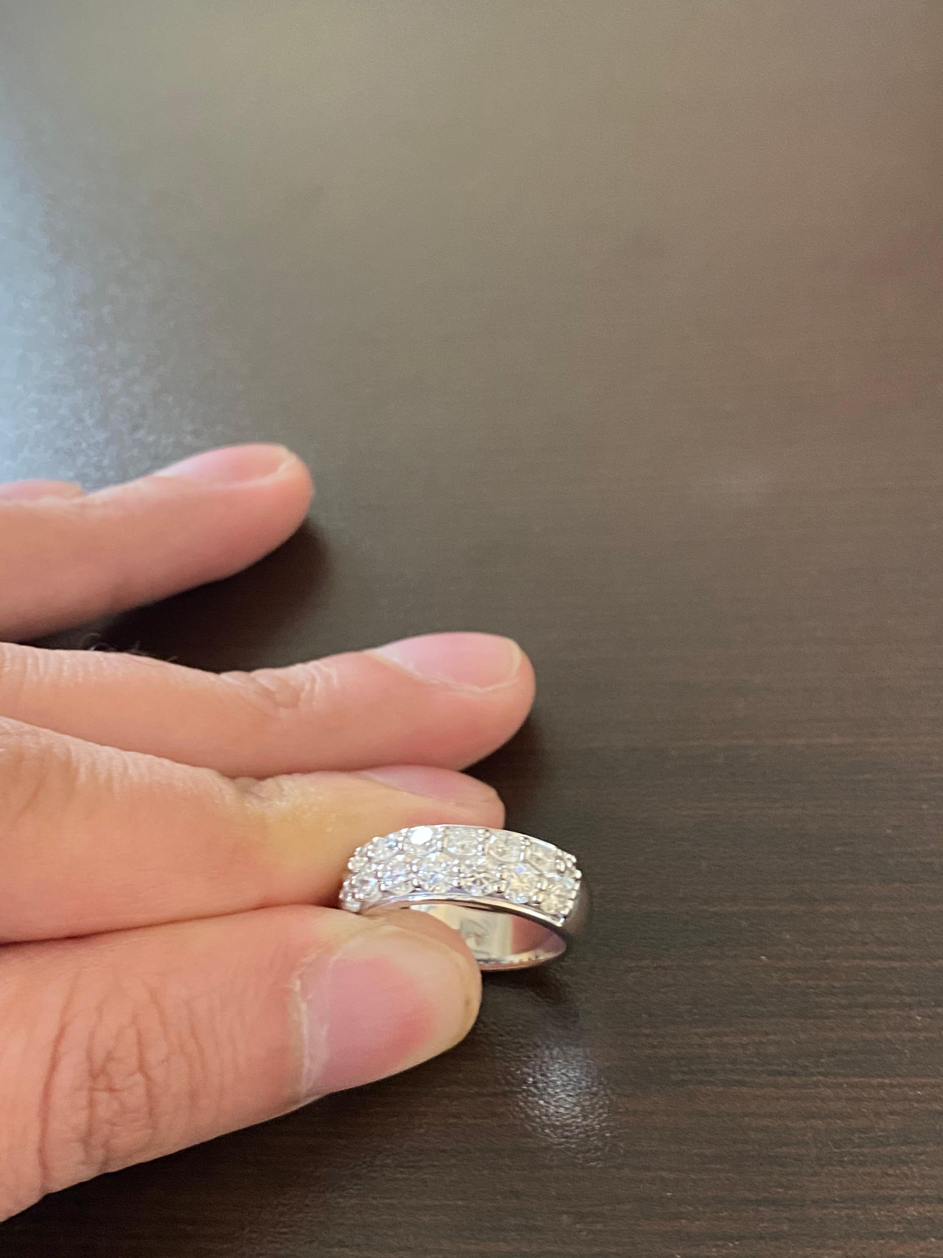 Modern 2 Row Diamond Ring 3 Carats For Sale