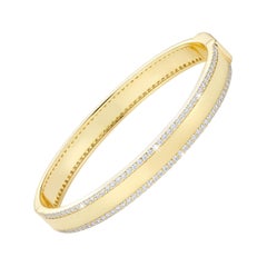 2 Row Round 14K (or 18k upon request) Yellow Gold Diamond Bangle Bracelet