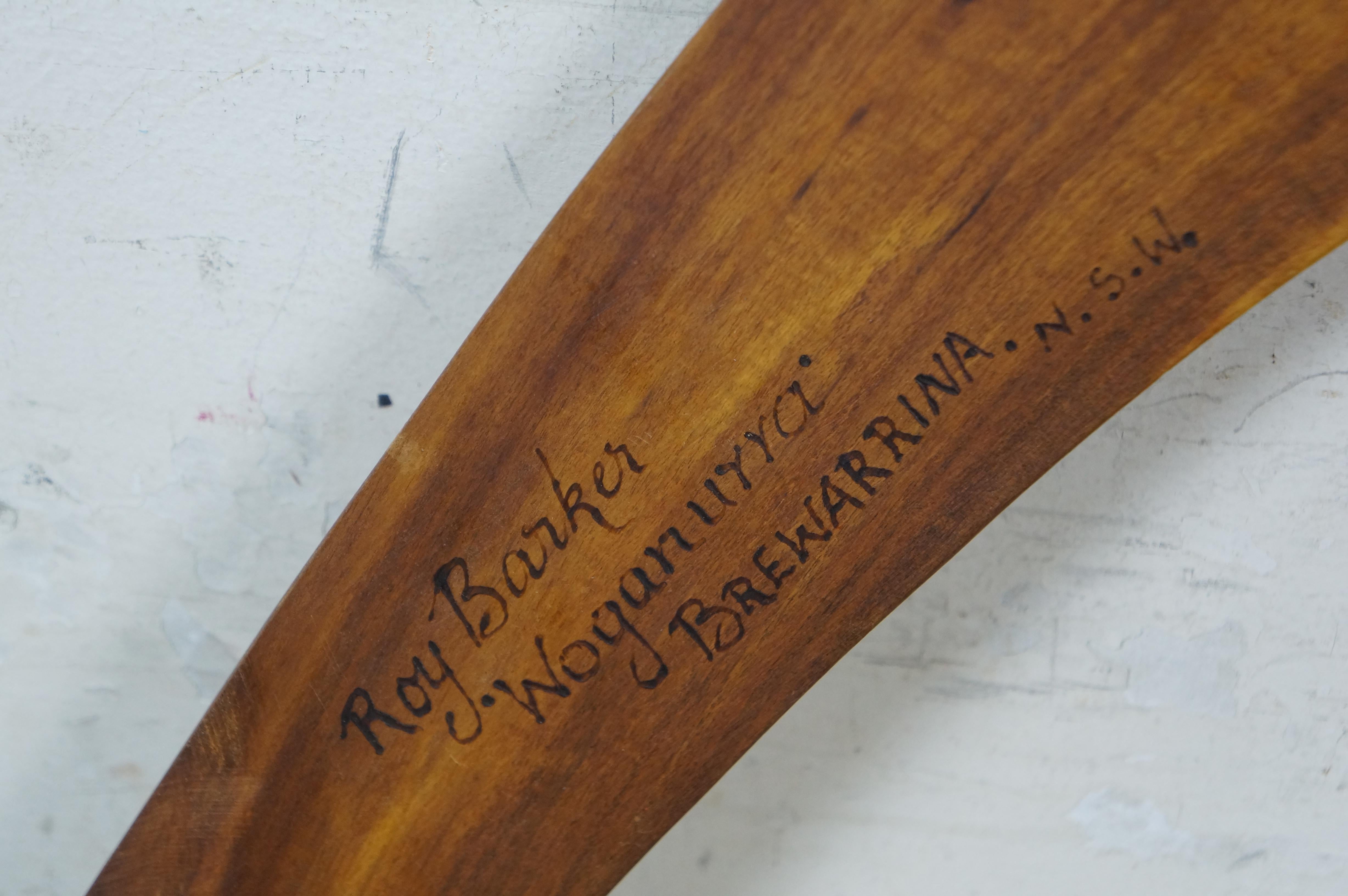 2 Roy Barker firmati Boomerang australiani aborigeni in legno di Mulga, bastoni da lancio in vendita 2