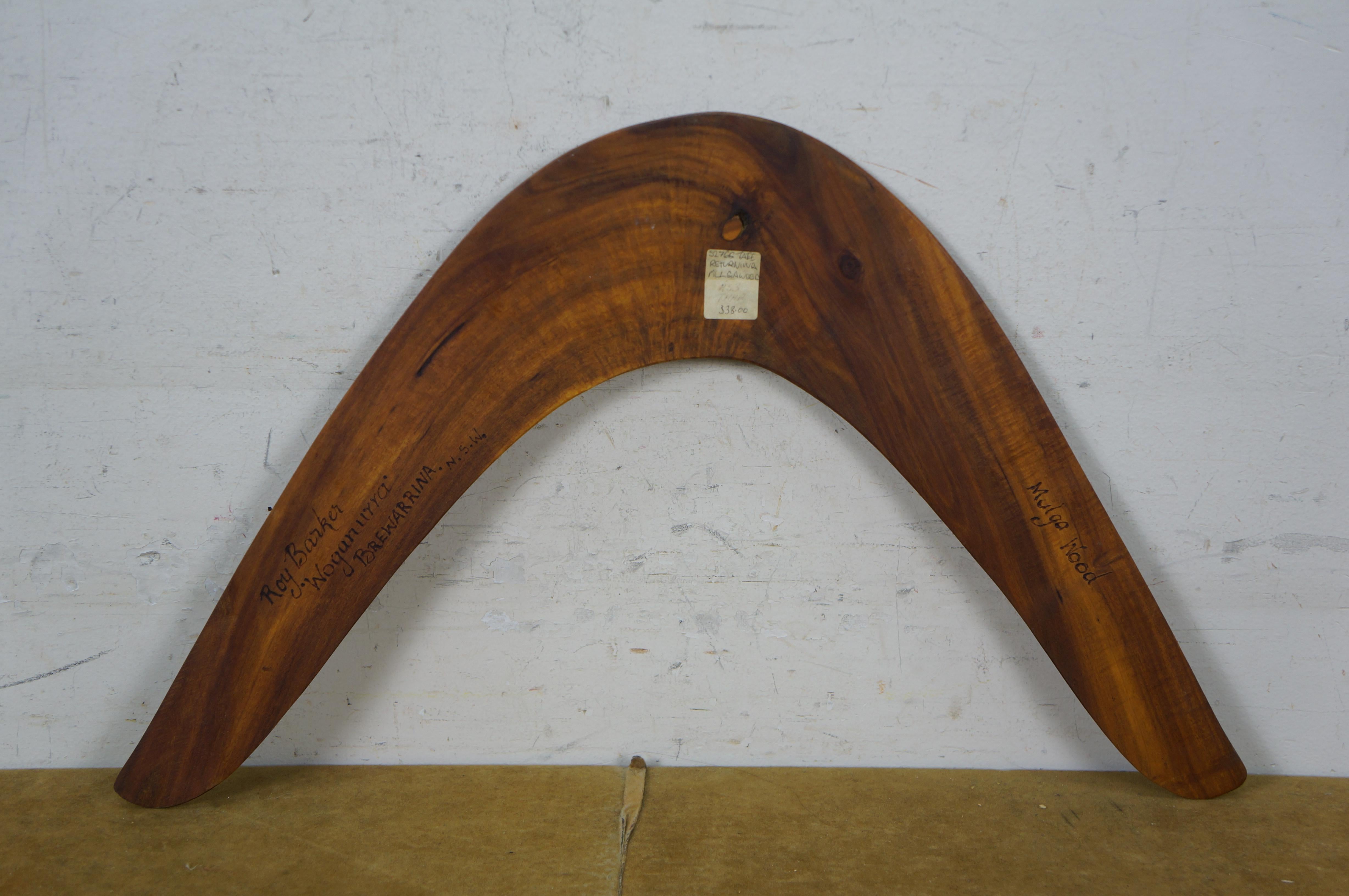 2 Roy Barker firmati Boomerang australiani aborigeni in legno di Mulga, bastoni da lancio in vendita 1