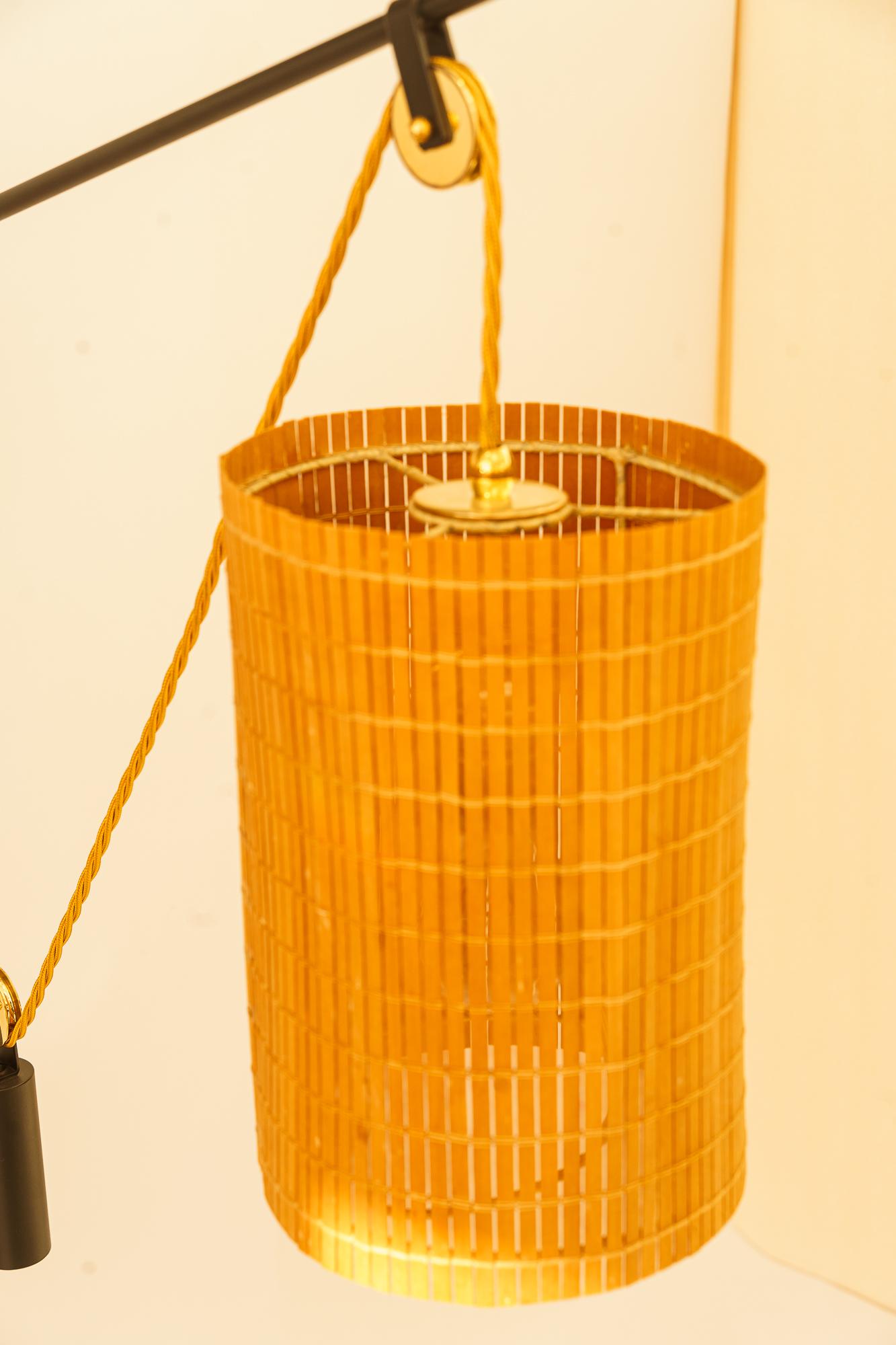 2 Rupert nikoll adjustable in hight with original wicker shades around 1950s In Good Condition For Sale In Wien, AT