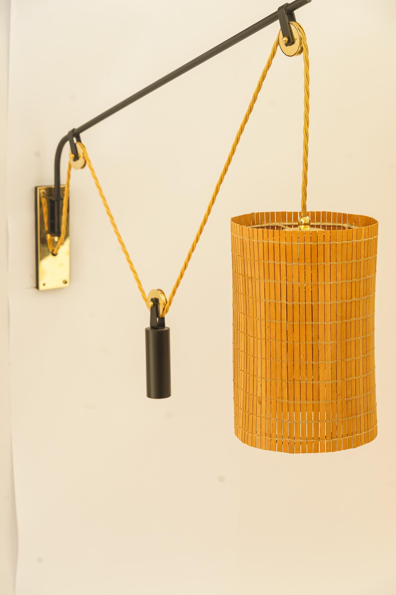 2 Rupert nikoll adjustable in hight with original wicker shades around 1950s For Sale 2