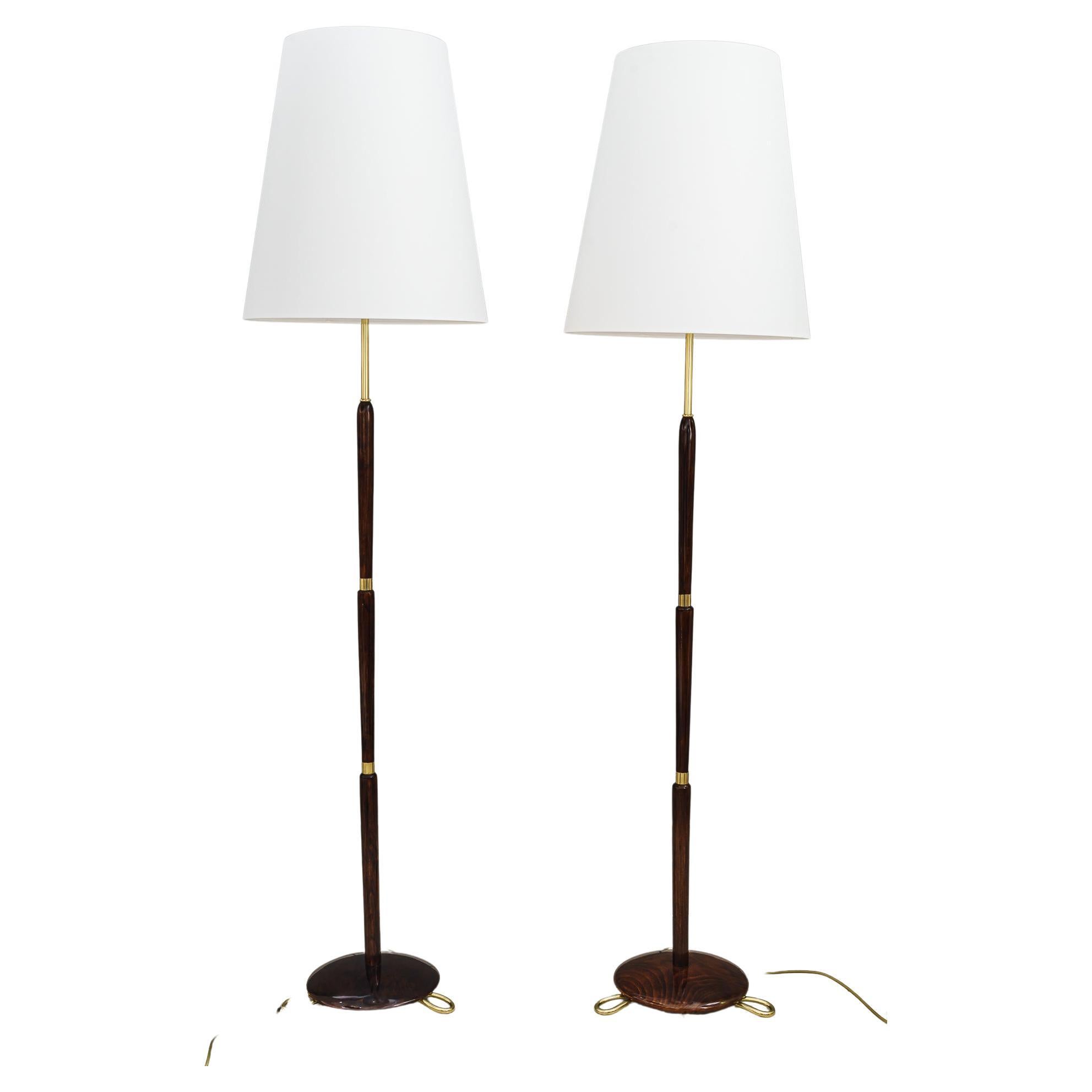 2 Rupert Nikoll Floor Lamps 'Almost Same' Vienna Around 1960