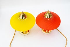2 Rupert nikoll Lucite table lamps red and yellow vienna around 1960s