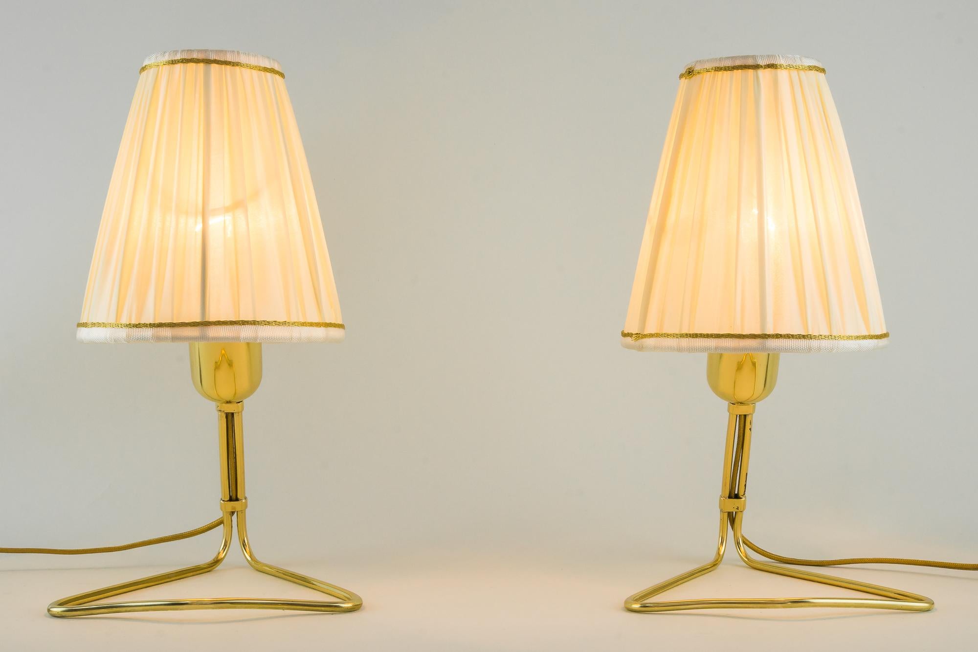 2 lampes de table Rupert Nikoll Vienne circa 1950 avec abat-jour en tissu en vente 3