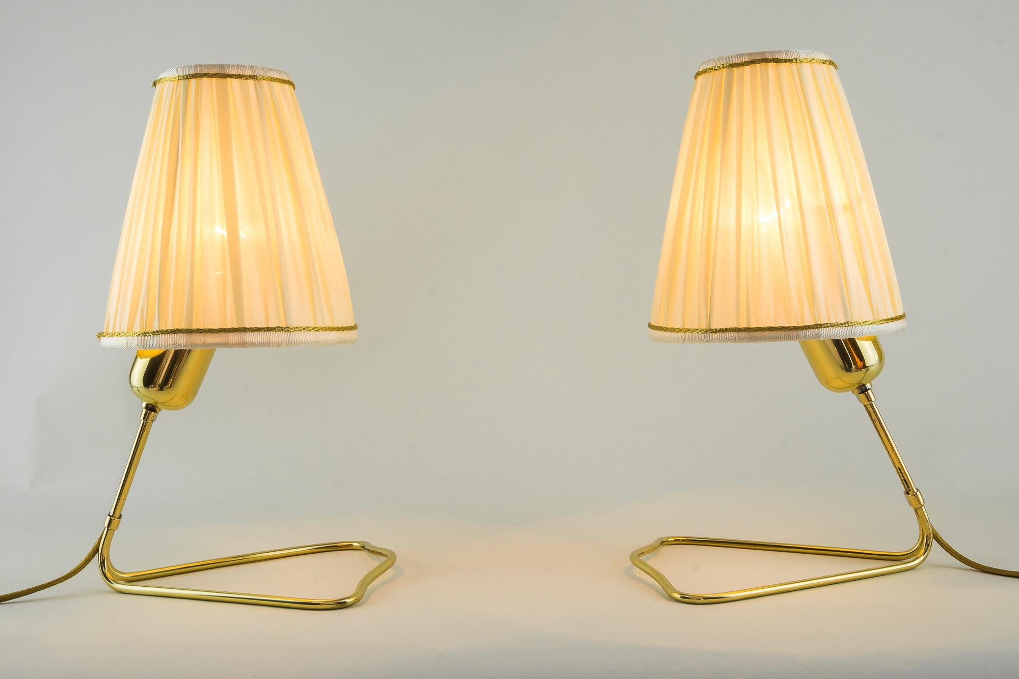 2 lampes de table Rupert Nikoll Vienne circa 1950 avec abat-jour en tissu en vente 1