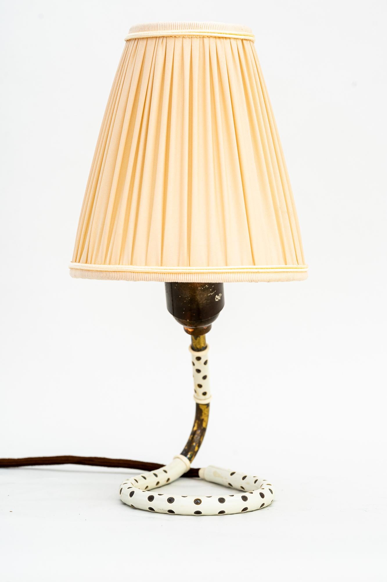 Mid-Century Modern 2 Rupert Nikoll Table Lamps Vienna around 1960s with Fabric Shades