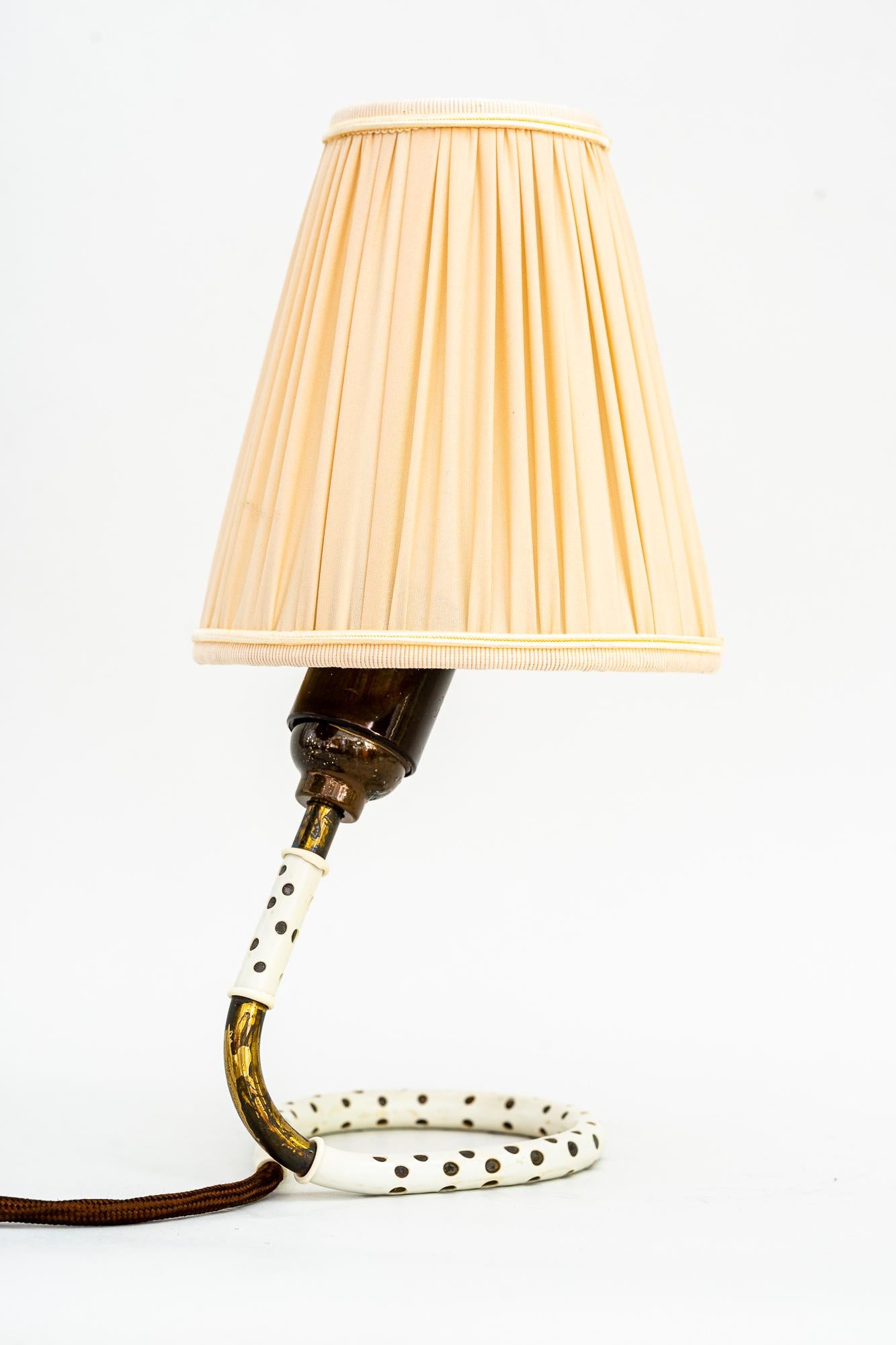 2 Rupert Nikoll Table Lamps Vienna around 1960s with Fabric Shades In Good Condition In Wien, AT