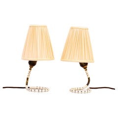 2 Rupert Nikoll Table Lamps Vienna around 1960s with Fabric Shades