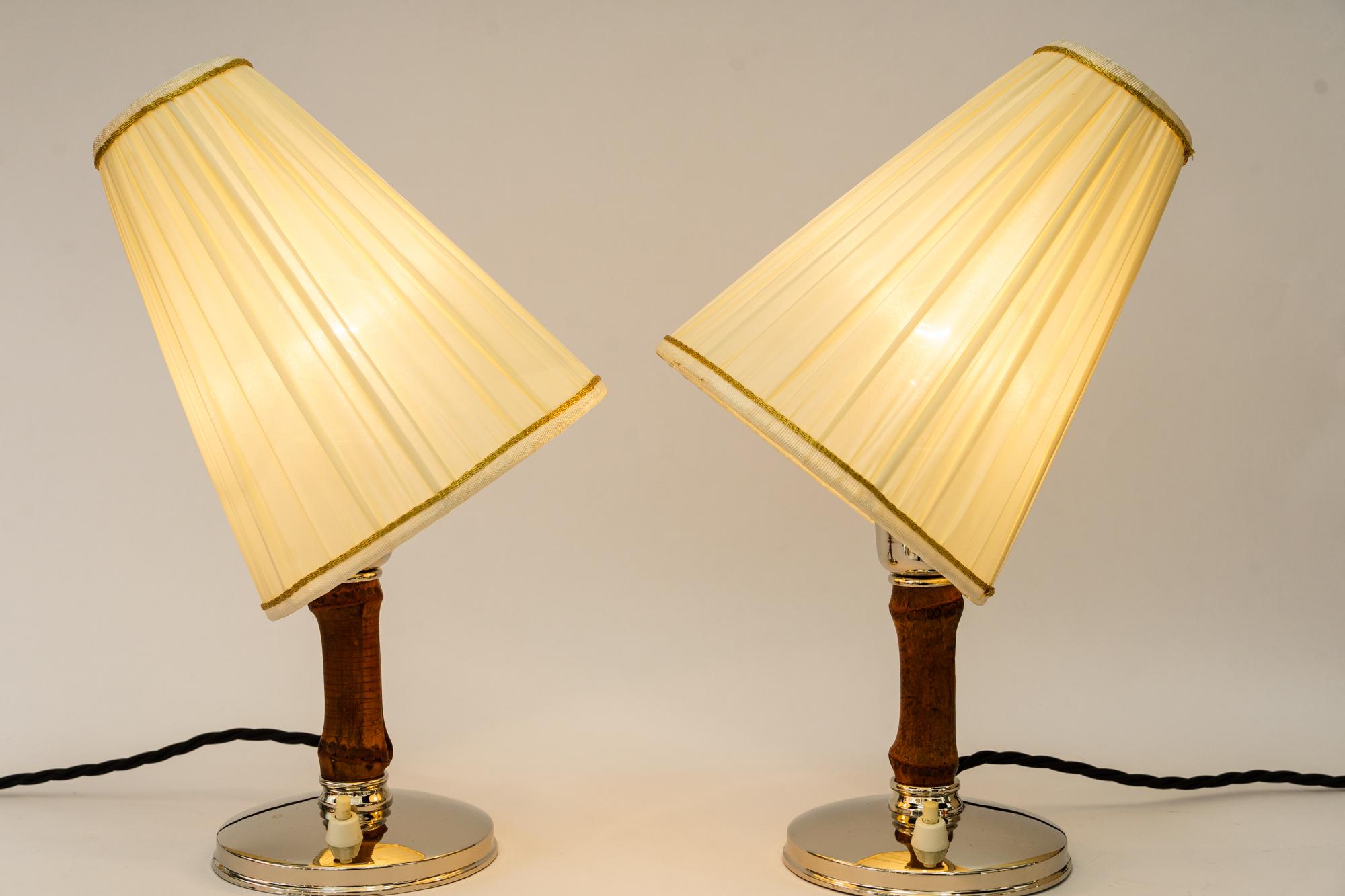 2 Rupert Nikoll Table Lamps with Fabric Shades Vienna Around 1950s 3