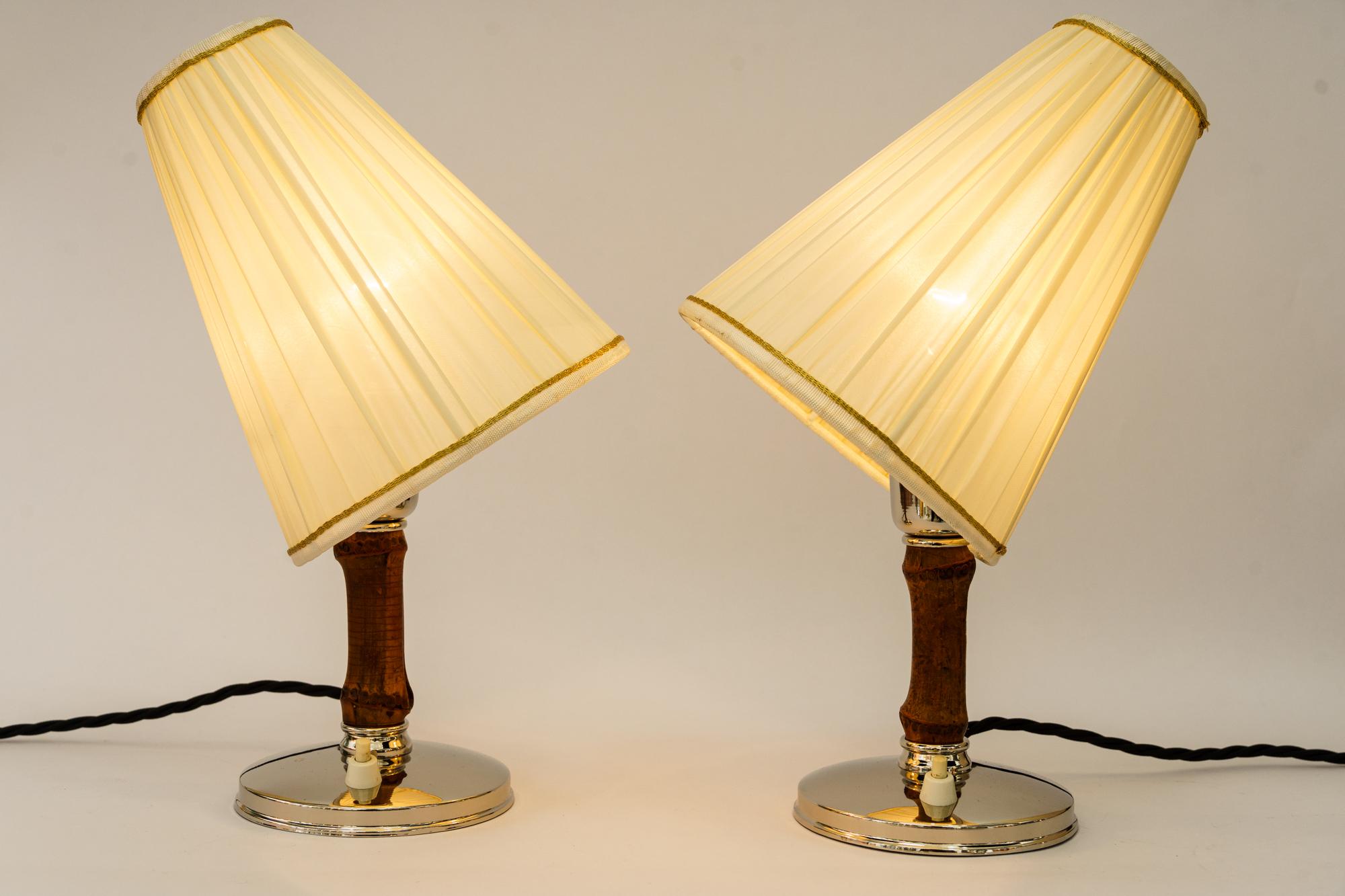 2 Rupert Nikoll Table Lamps with Fabric Shades Vienna Around 1950s 4