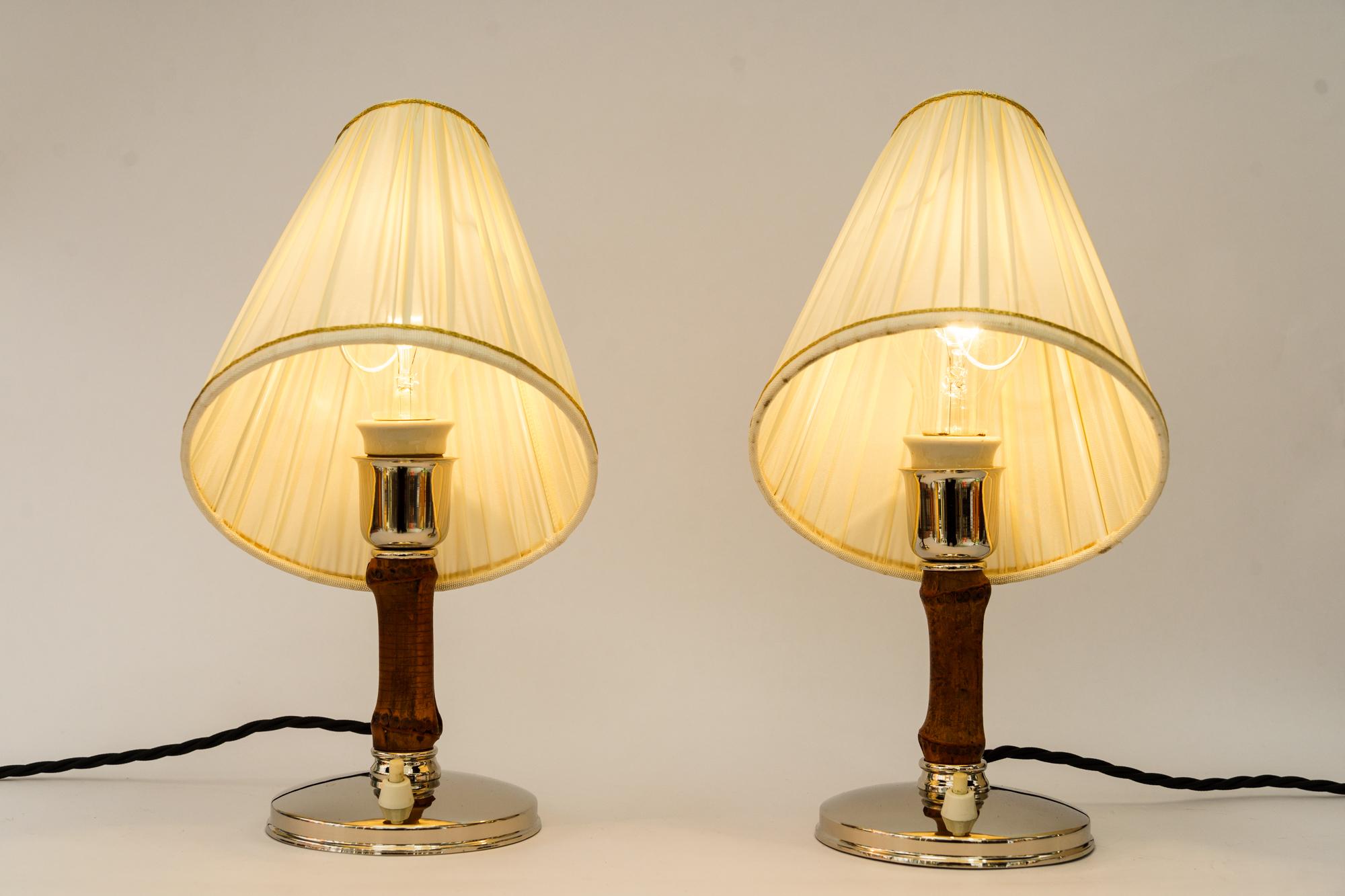 2 Rupert Nikoll Table Lamps with Fabric Shades Vienna Around 1950s 5